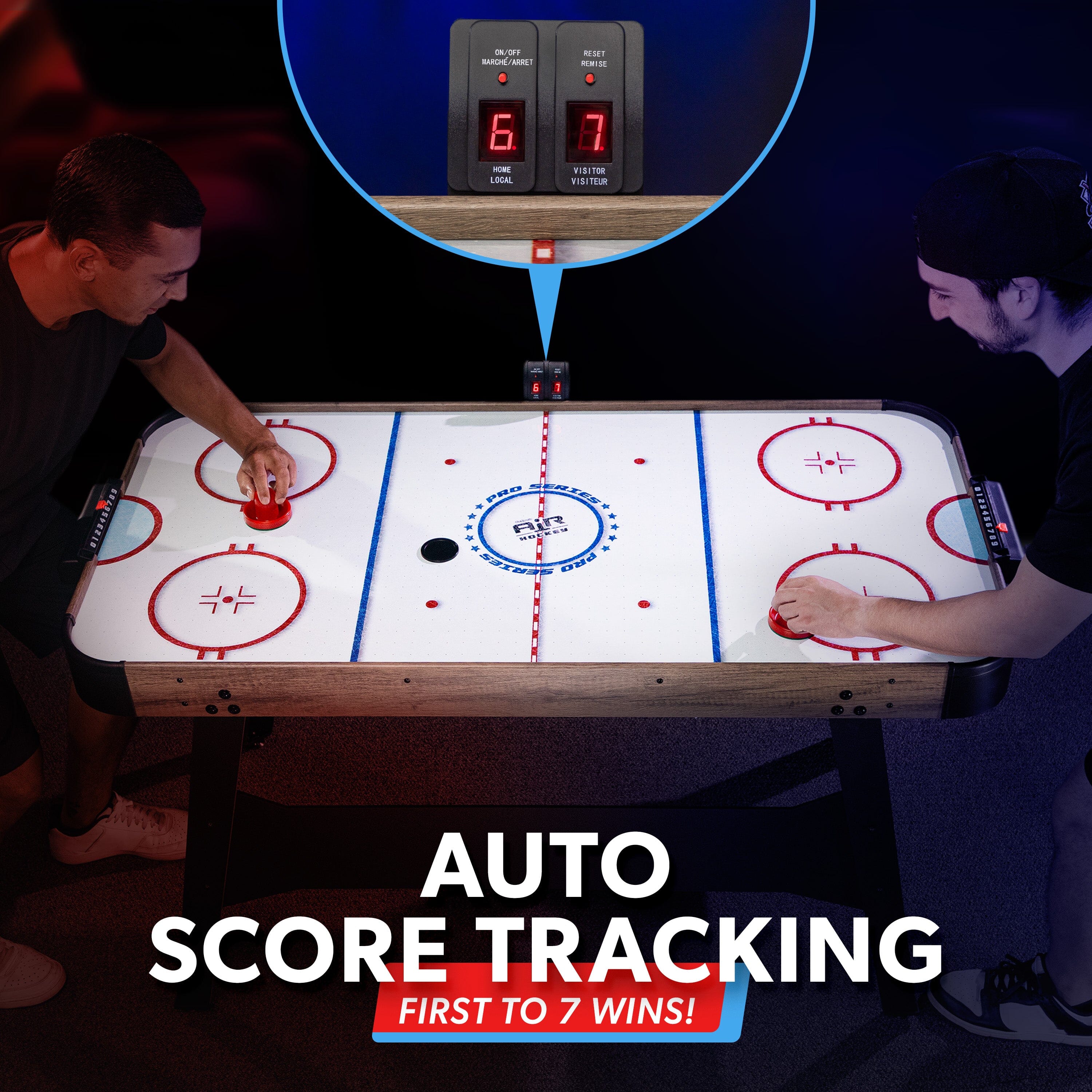 GoSports 54 Inch Air Hockey Arcade Table for Kids & Adults - Oak or Black