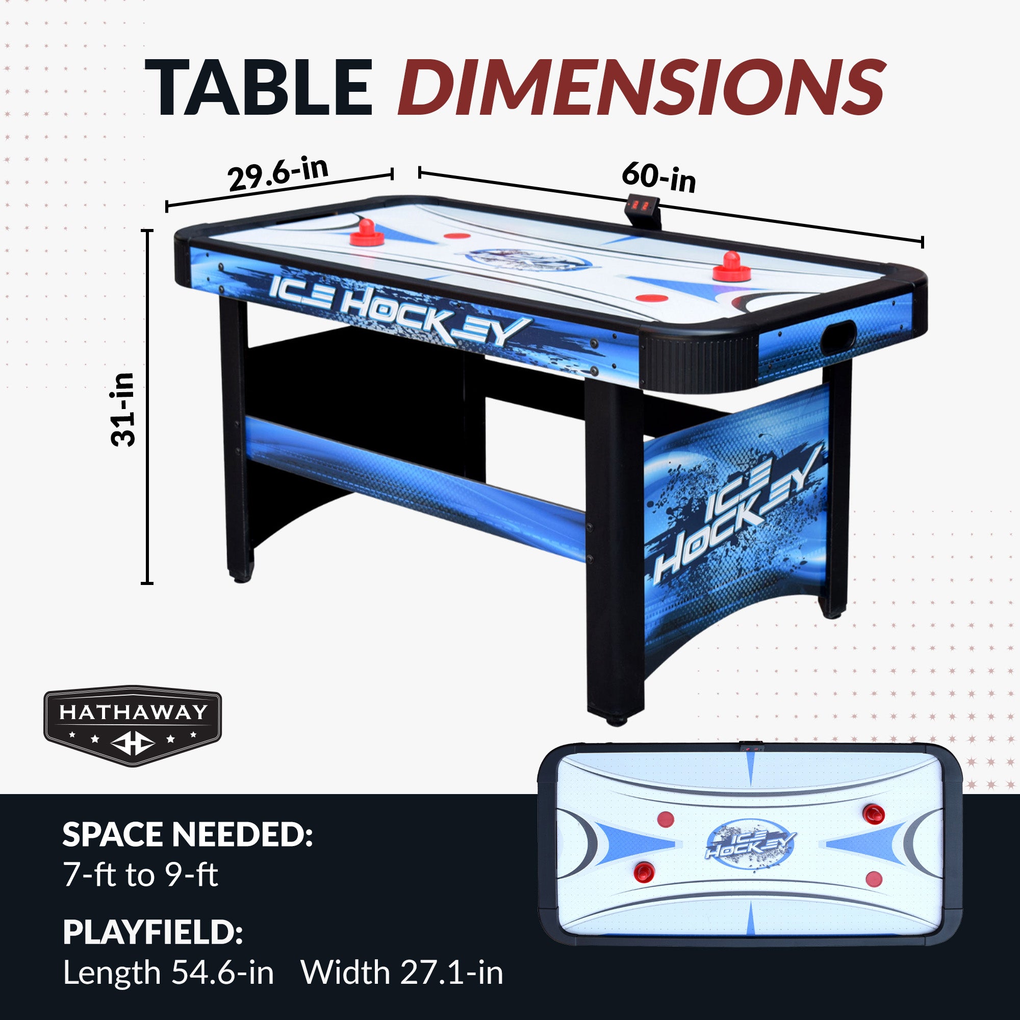 Face-Off 60” Air Hockey Table with LED Scoring