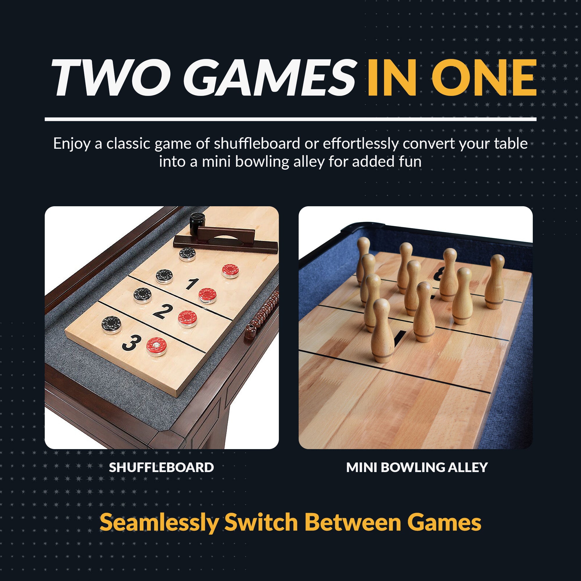 Austin 9 ft Shuffleboard Table with Bowling Pin Set β Mahogany Finish