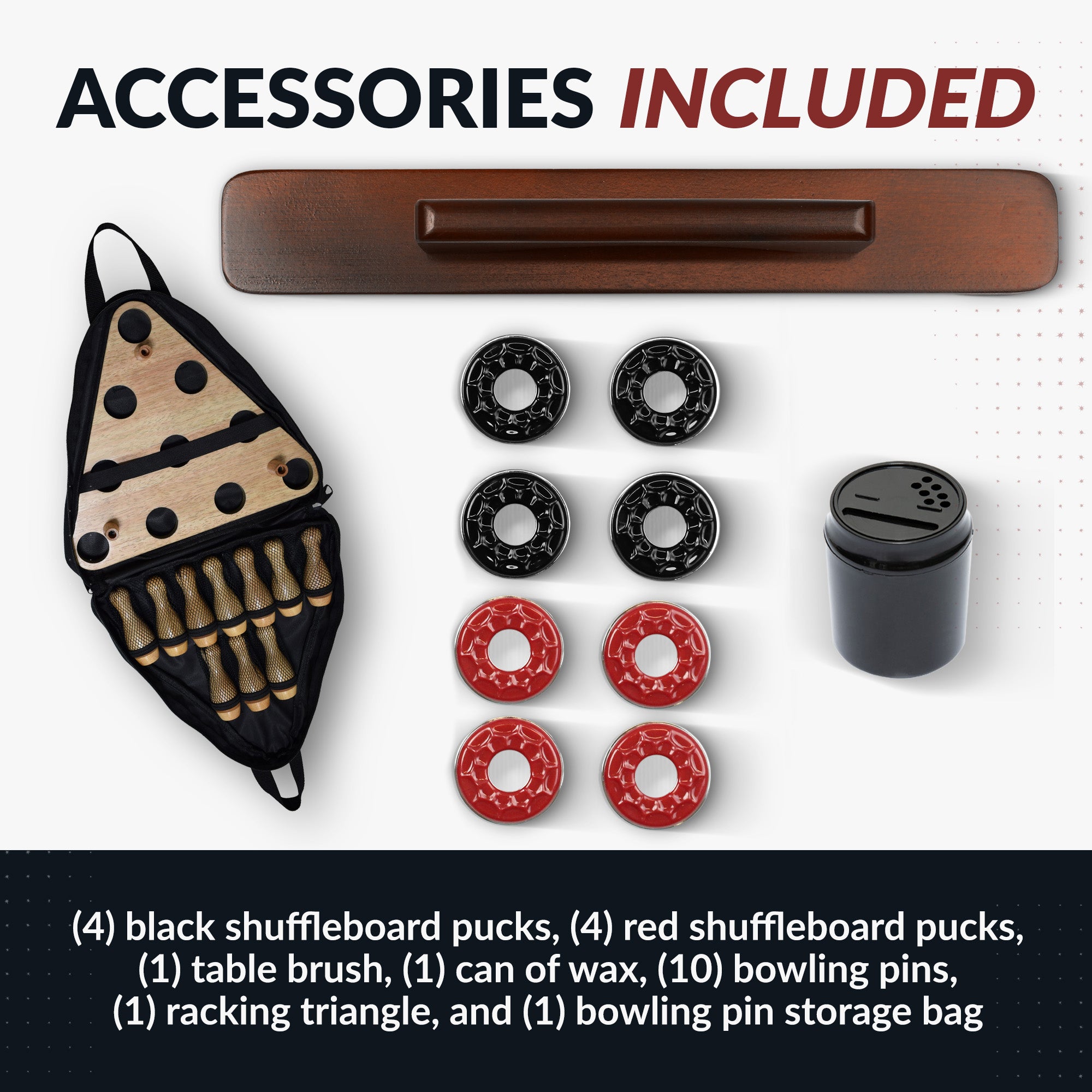 Austin 9 ft Shuffleboard Table with Bowling Pin Set β Mahogany Finish