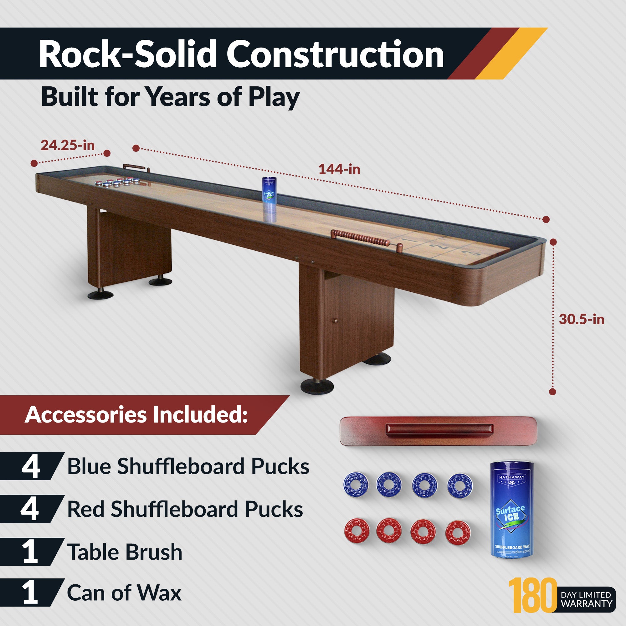 Challenger 12 ft Shuffleboard Table โ Walnut Finish