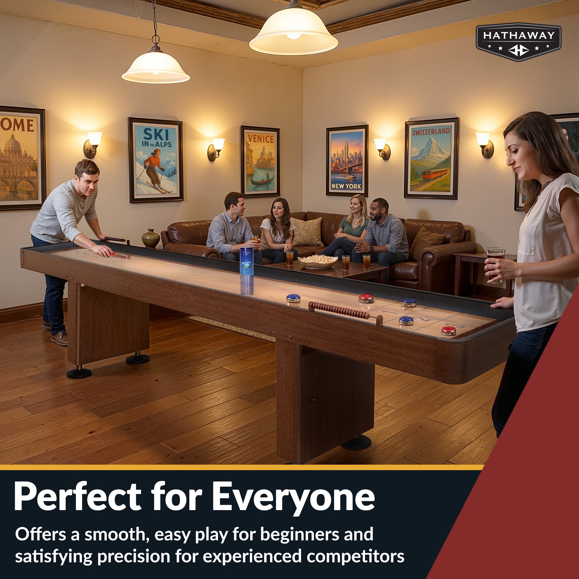 Challenger 12 ft Shuffleboard Table โ Walnut Finish