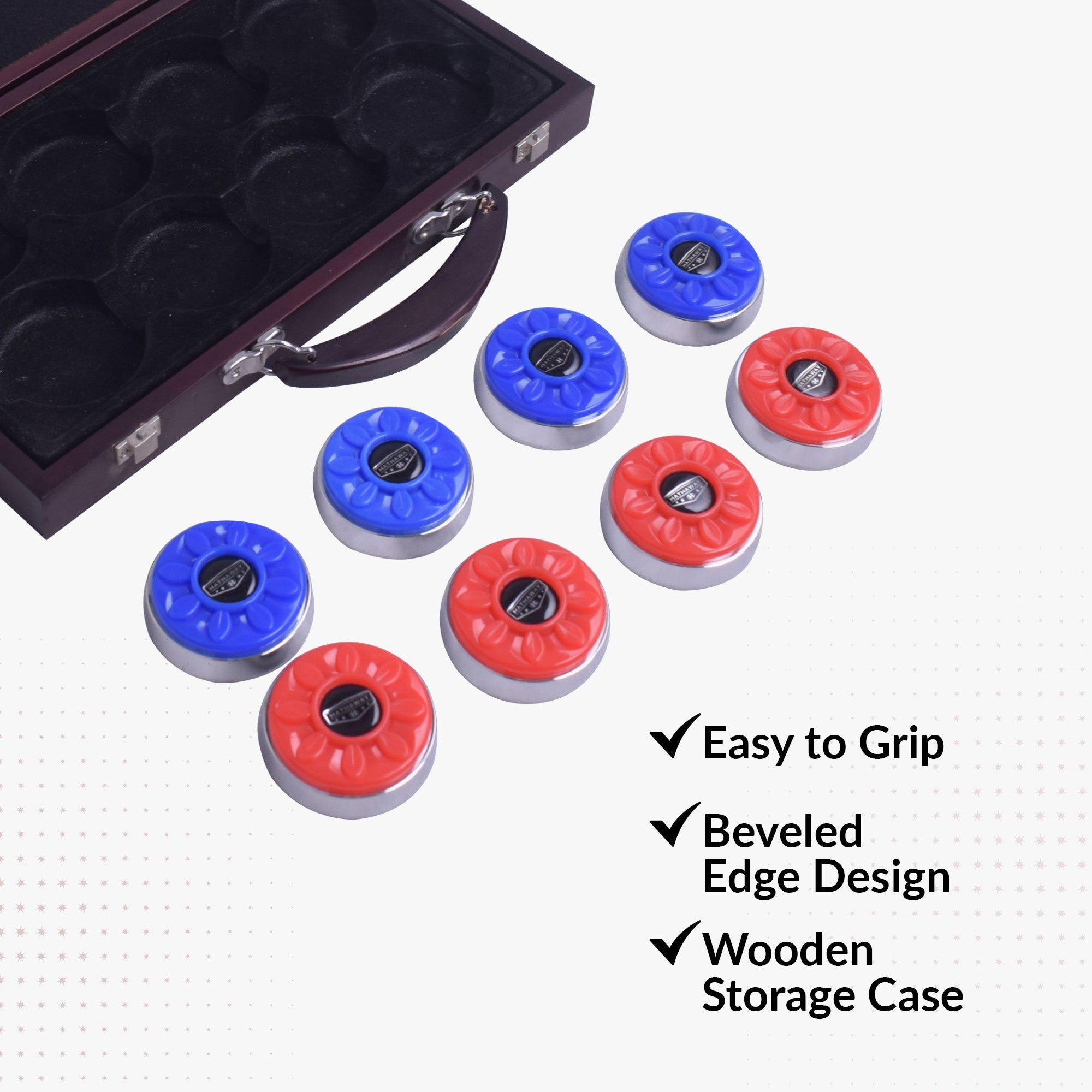 Shuffleboard Pucks with Case - Pro Series - Set of 8