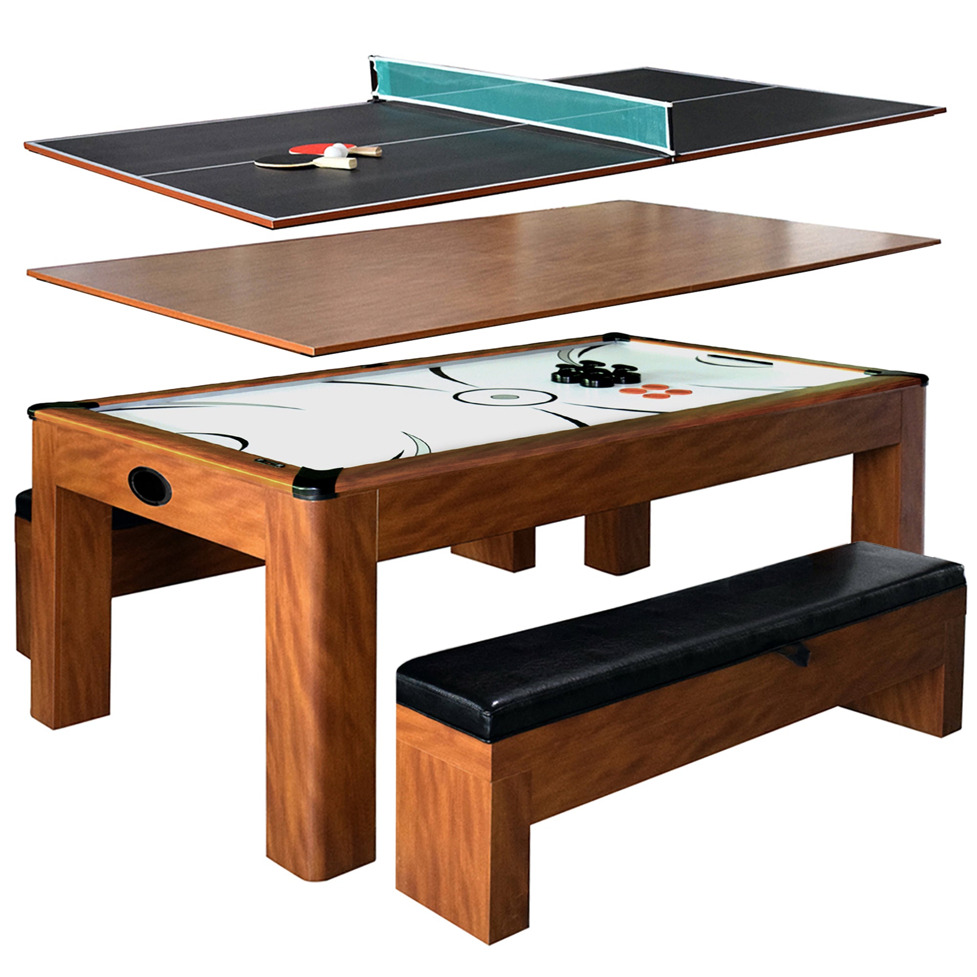 Sherwood 7 ft Air Hockey Table Combo Set with Benches