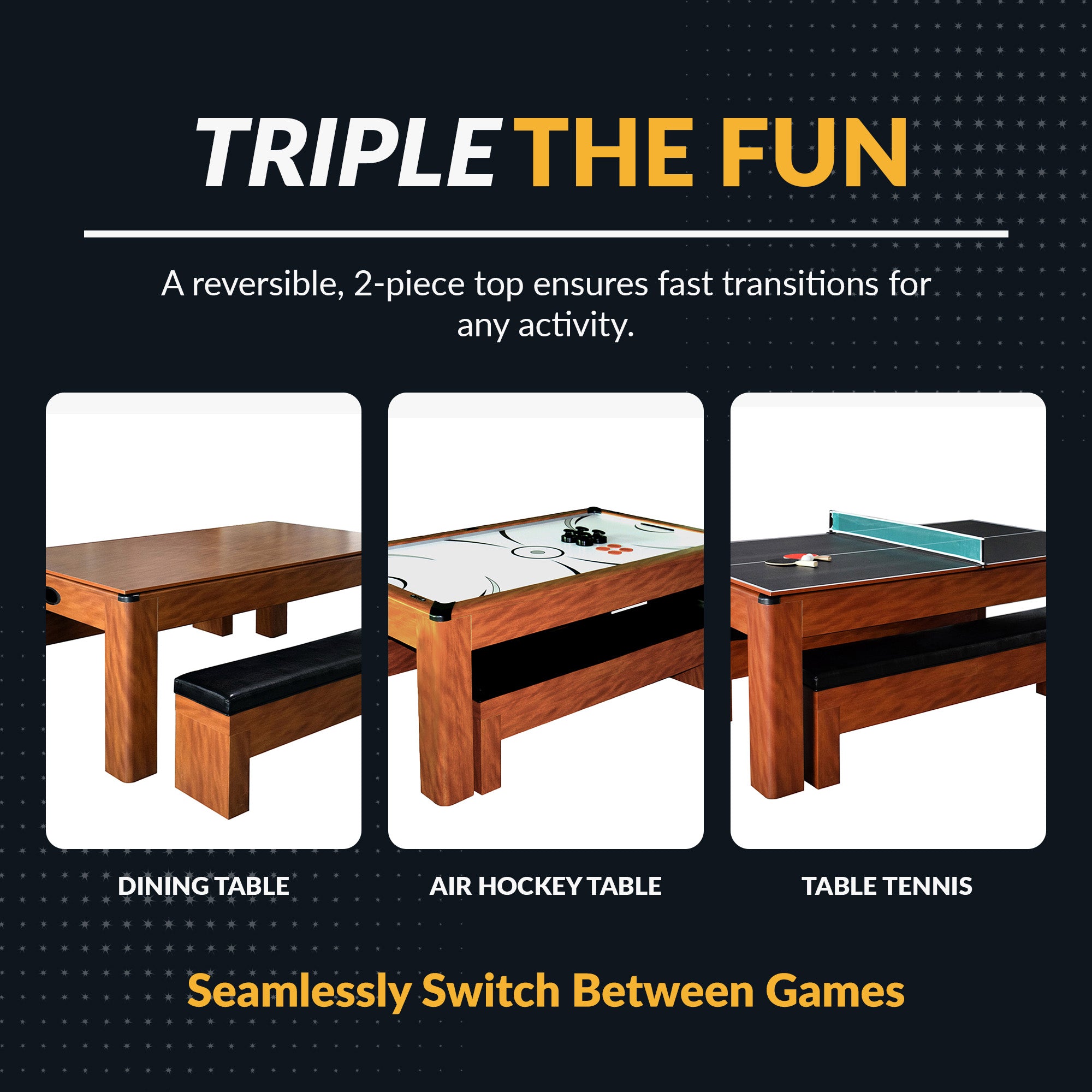 Sherwood 7 ft Air Hockey Table Combo Set with Benches