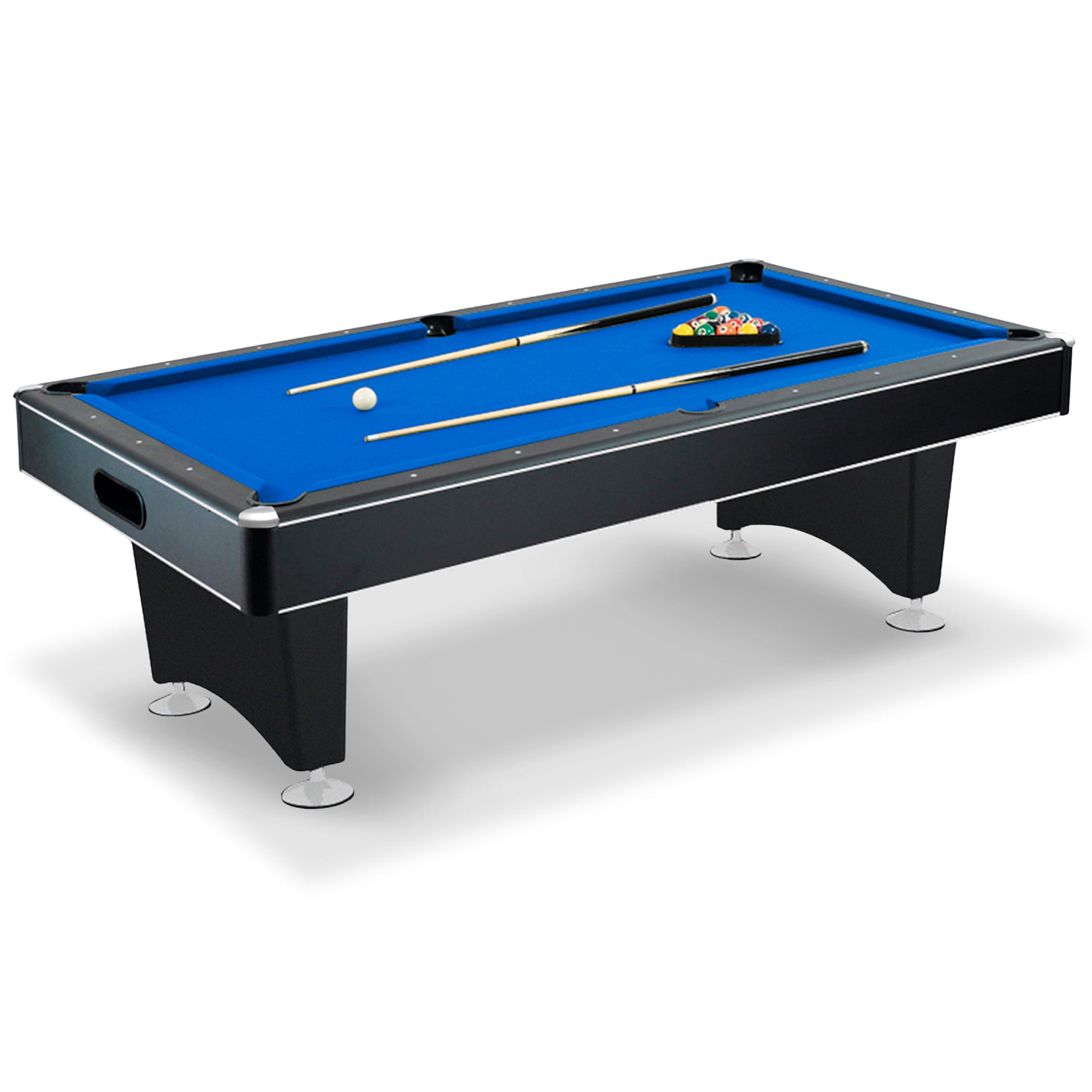 Hustler 8 ft Pool Table with Ball Return – Black with Blue Felt