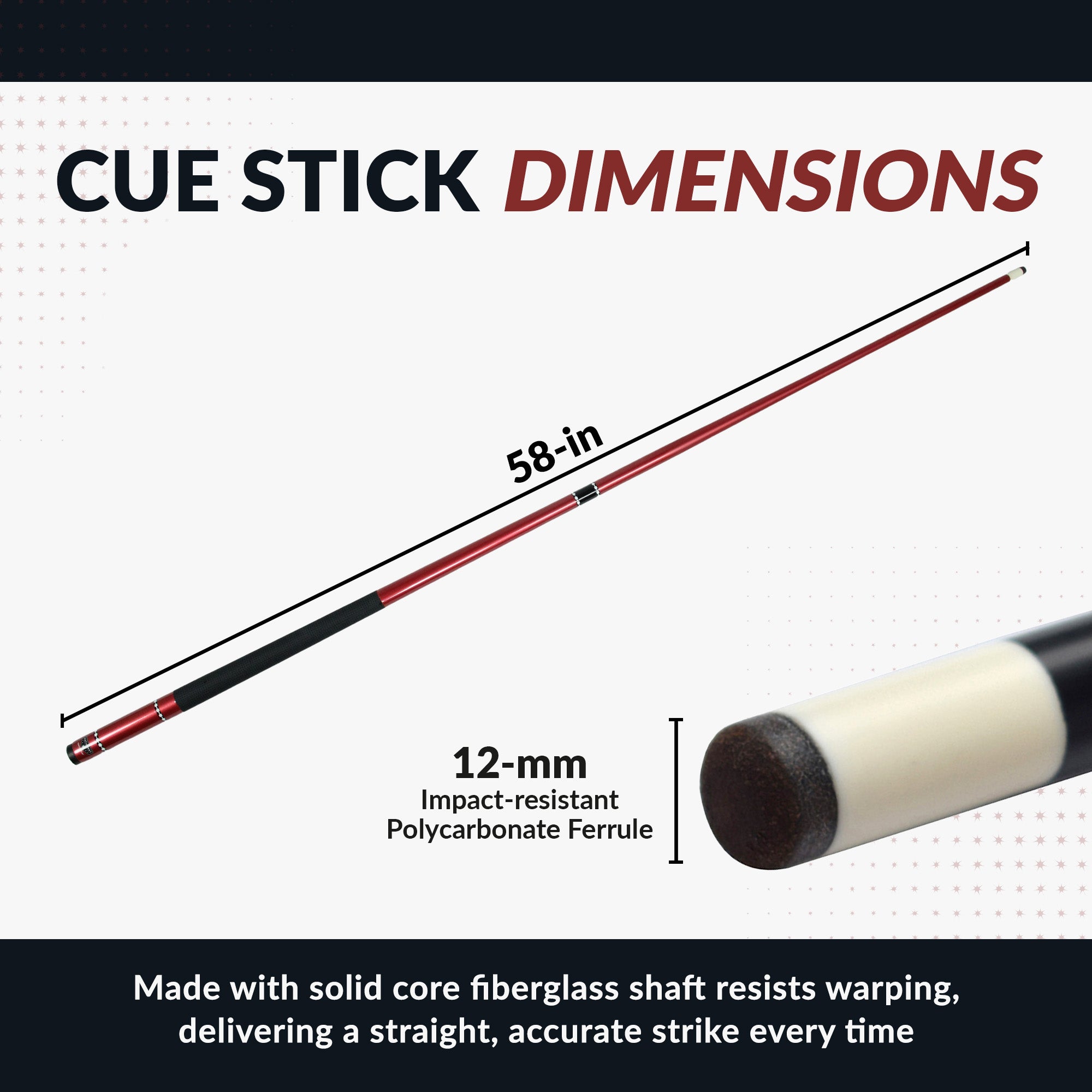 Conquest 58-in Cue Stick - Fiberglass
