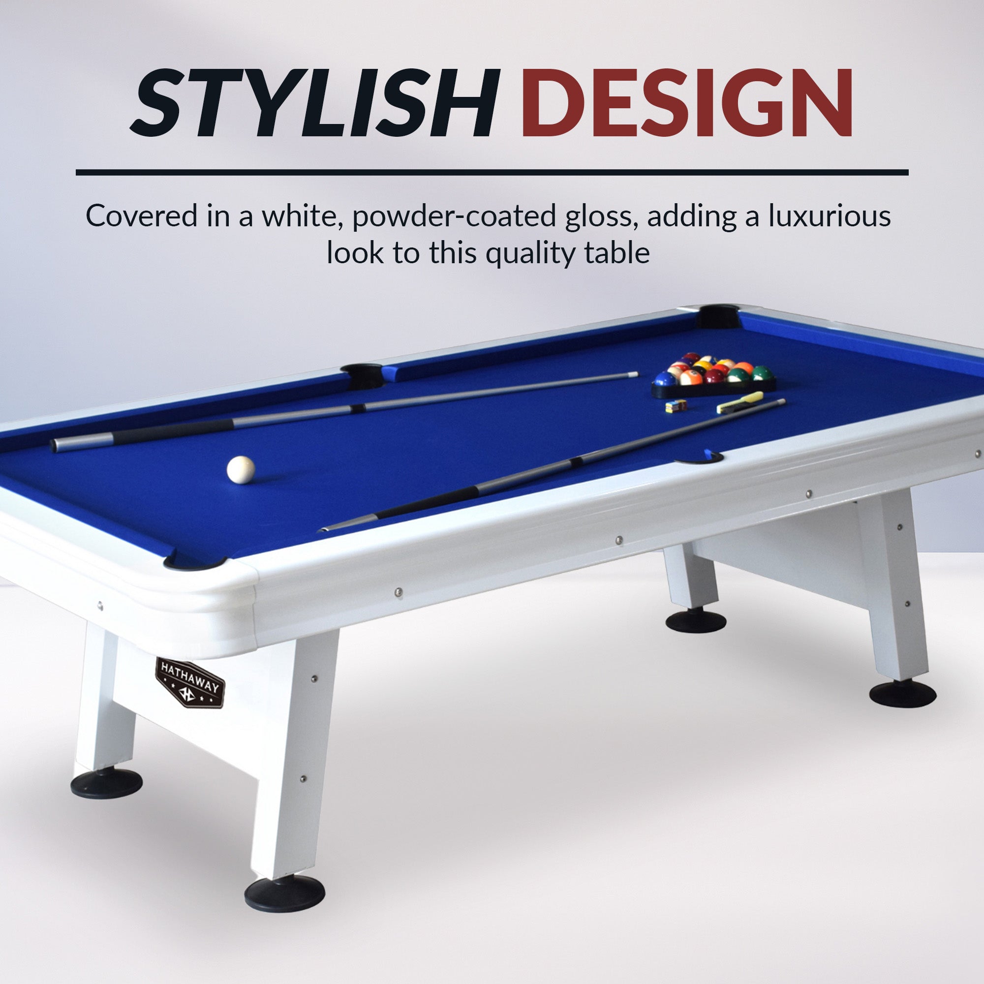 Alpine 8 ft Outdoor Pool Table – White with Blue Felt