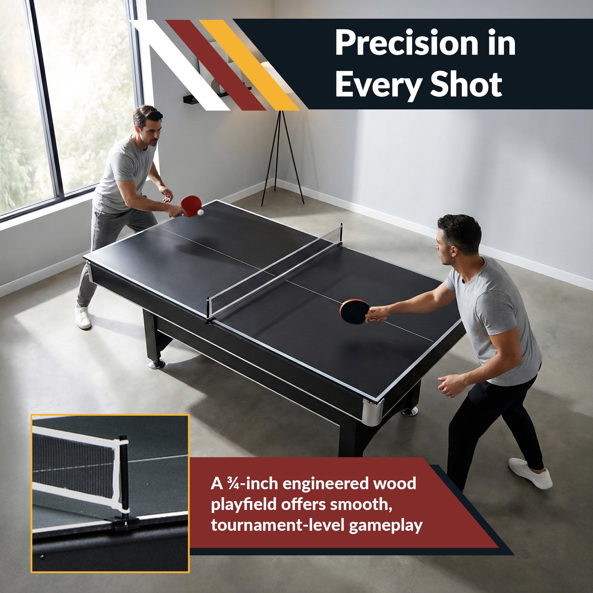 Spartan 6 ft Pool Table with Table Tennis Top – Black with Red Felt