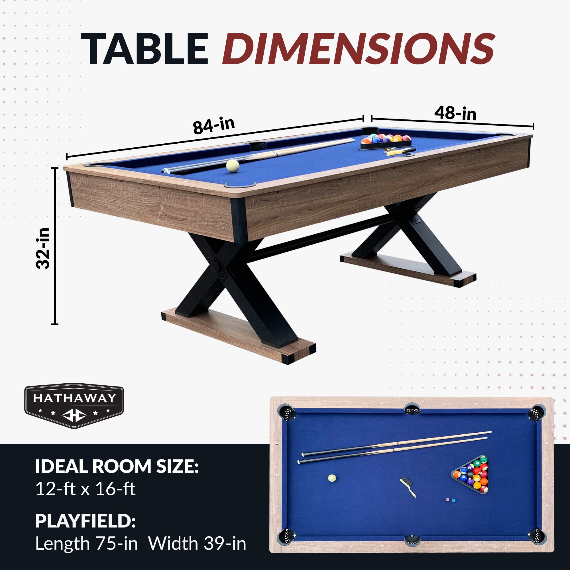 Excalibur 7 ft Pool Table – Driftwood Finish with Blue Felt