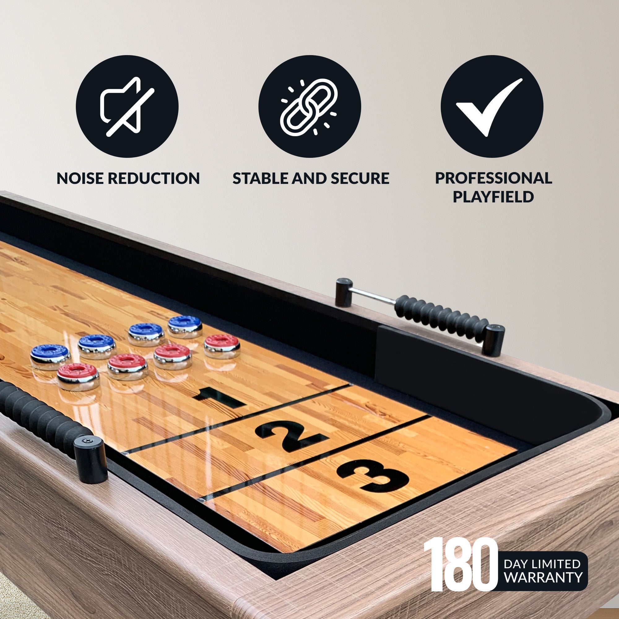 Excalibur 9 ft Shuffleboard Table – Driftwood Finish