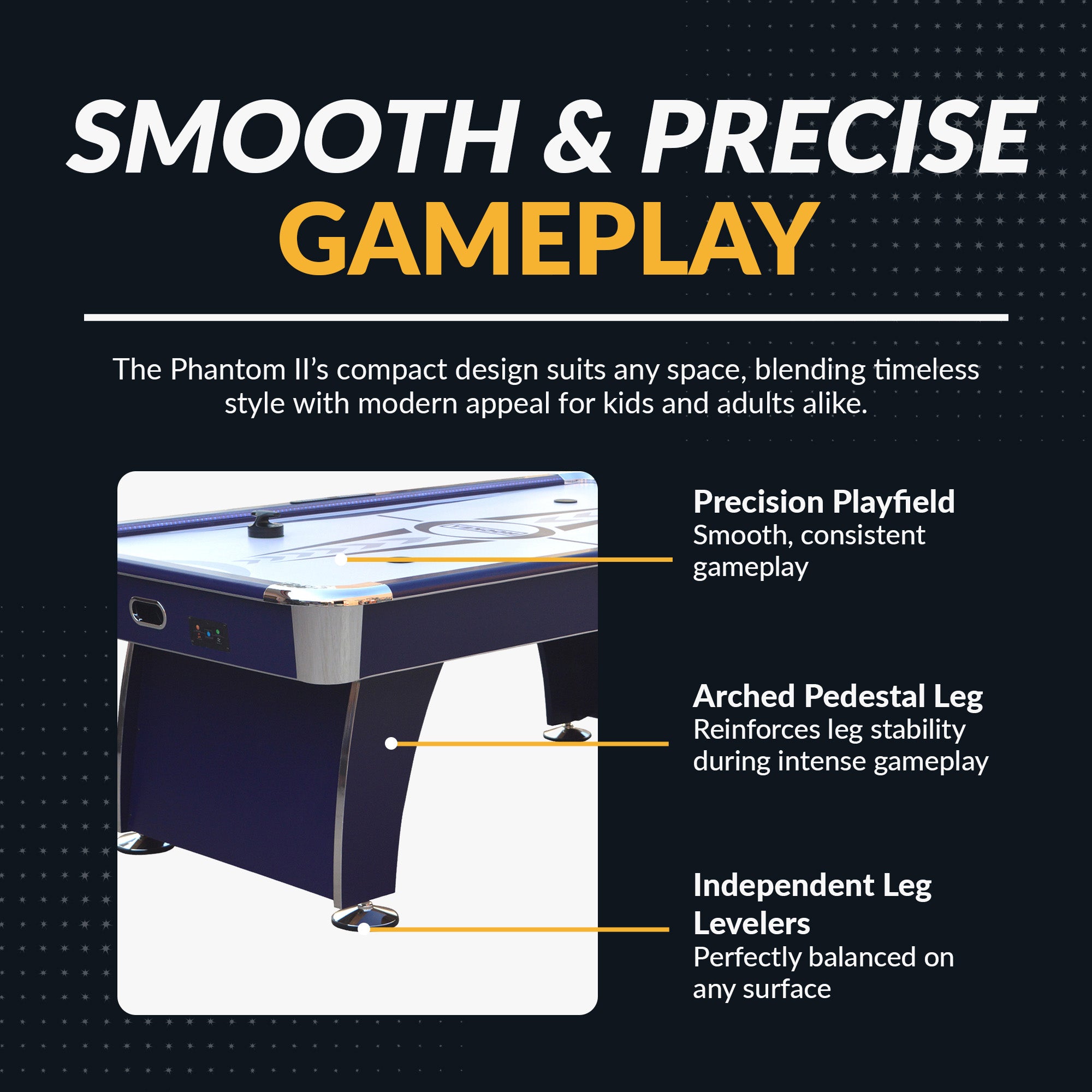 Phantom II 90” Air Hockey Table with LED Scoring & Lights
