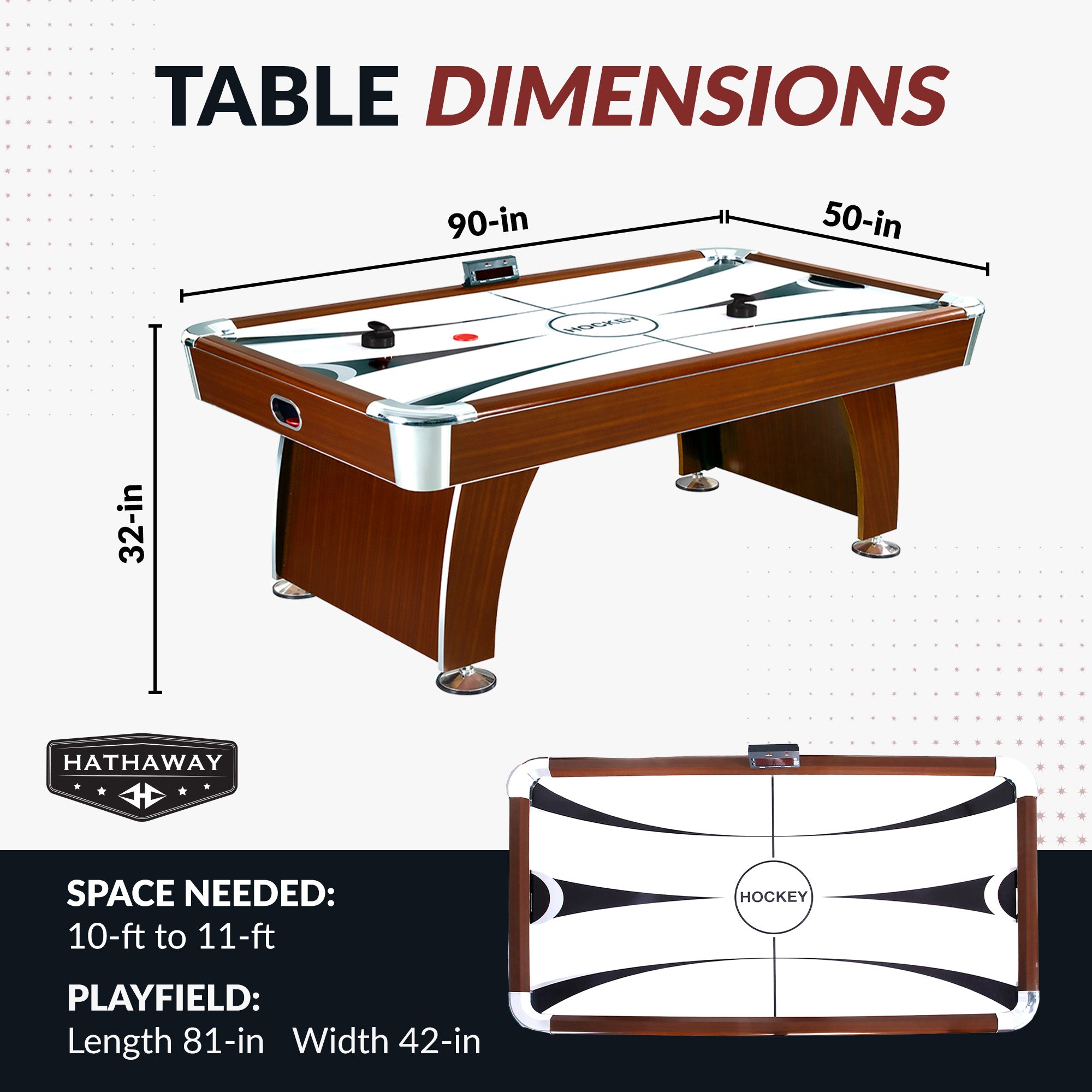 Brentwood 90” Air Hockey Table with LED Scoring & Sound