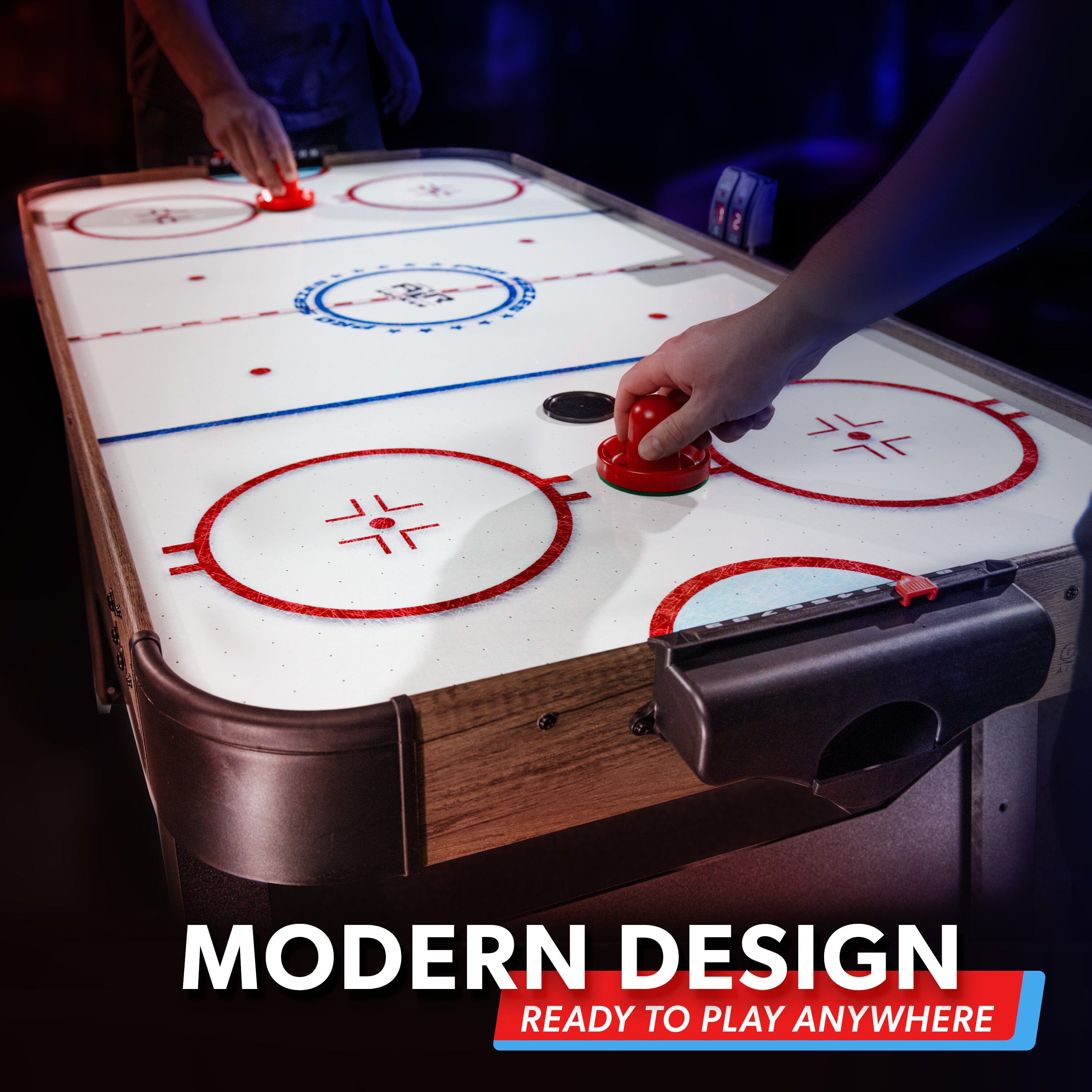 GoSports 54 Inch Air Hockey Arcade Table for Kids & Adults - Oak or Black