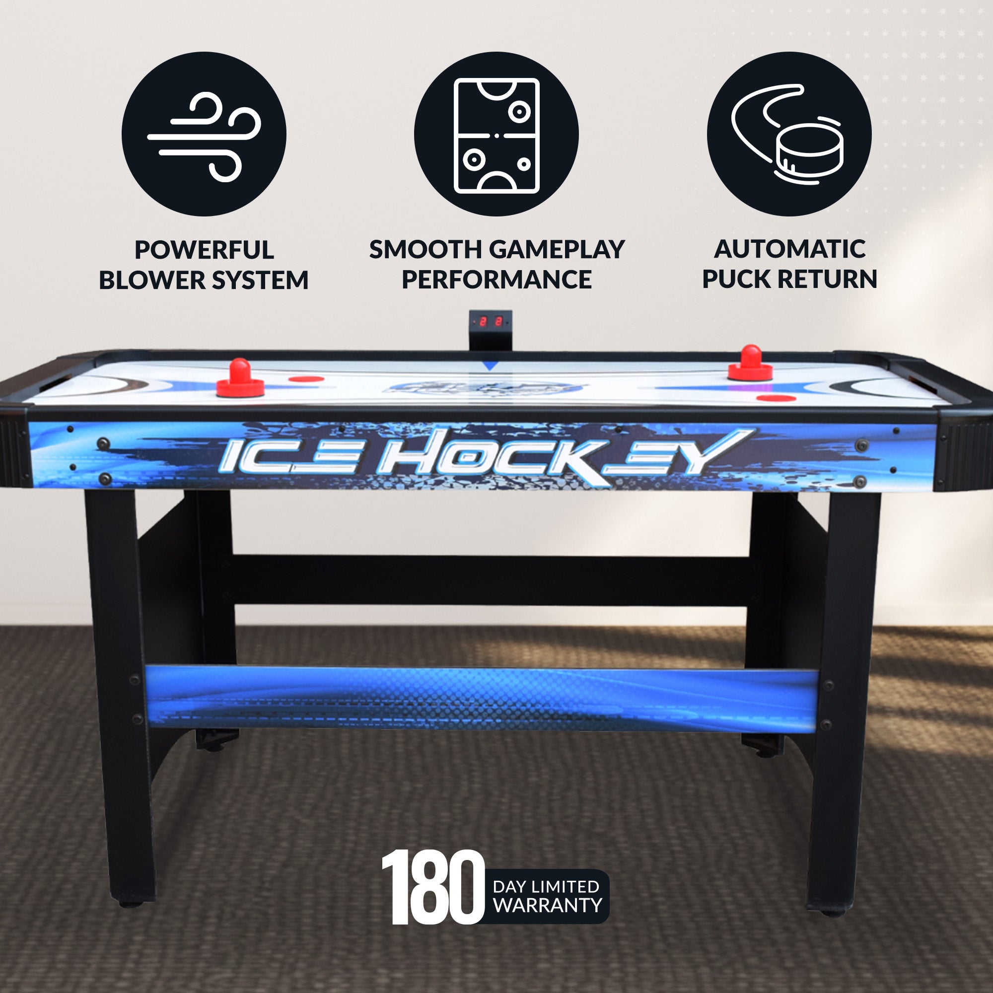 Face-Off 60” Air Hockey Table with LED Scoring
