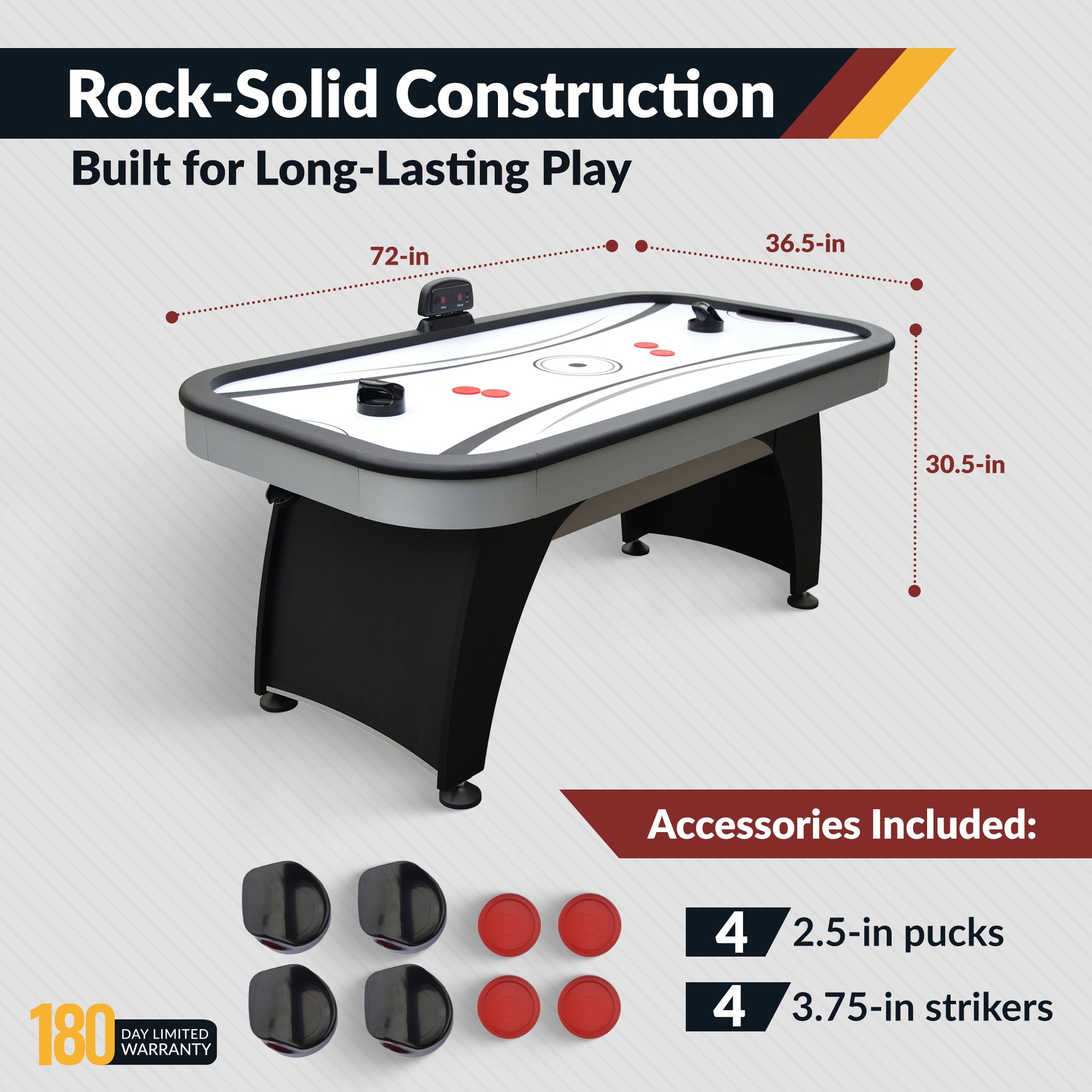 Silverstreak 72” Air Hockey Table with LED Scoring