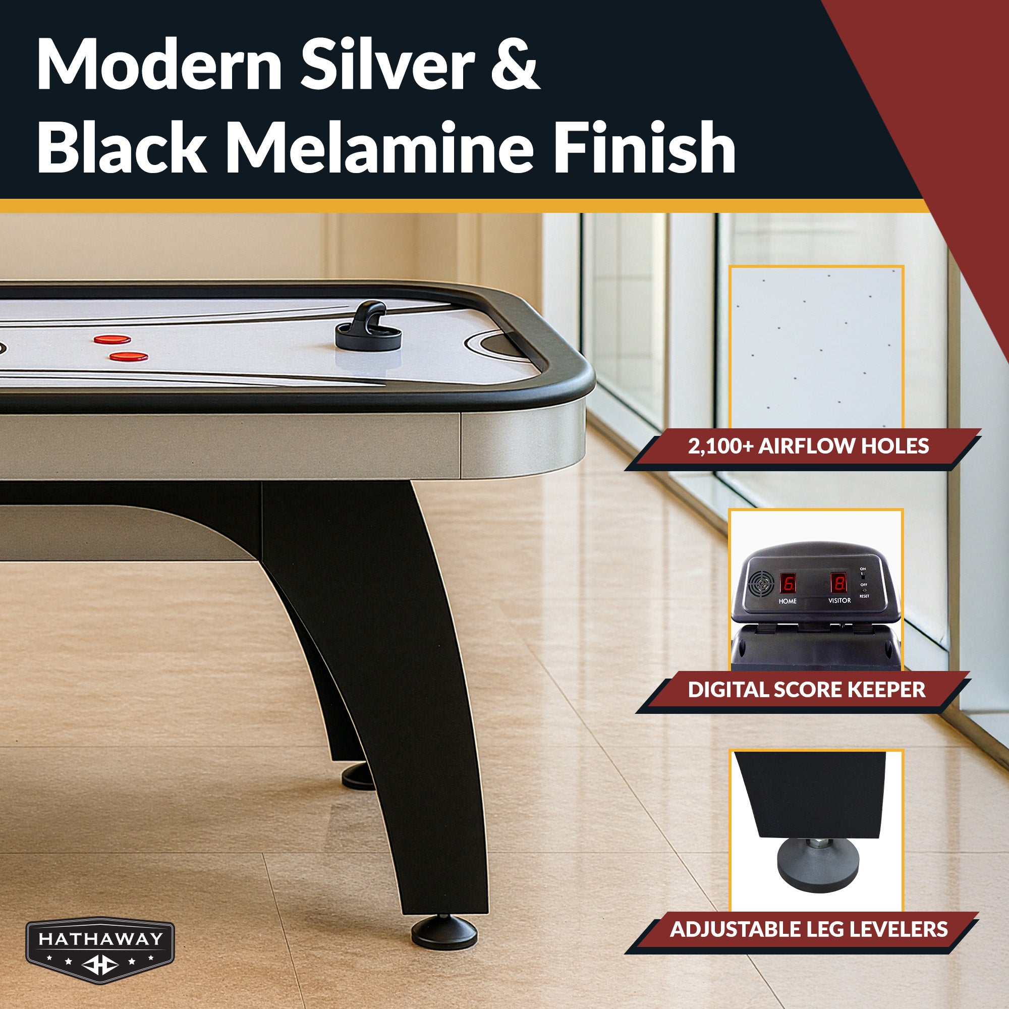 Silverstreak 72” Air Hockey Table with LED Scoring