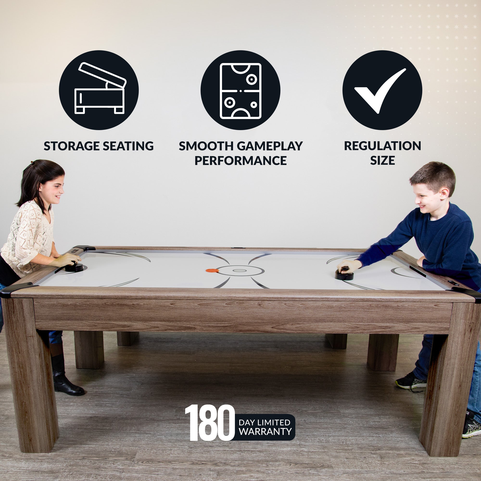 Driftwood 7 ft Air Hockey Table Combo Set with Benches