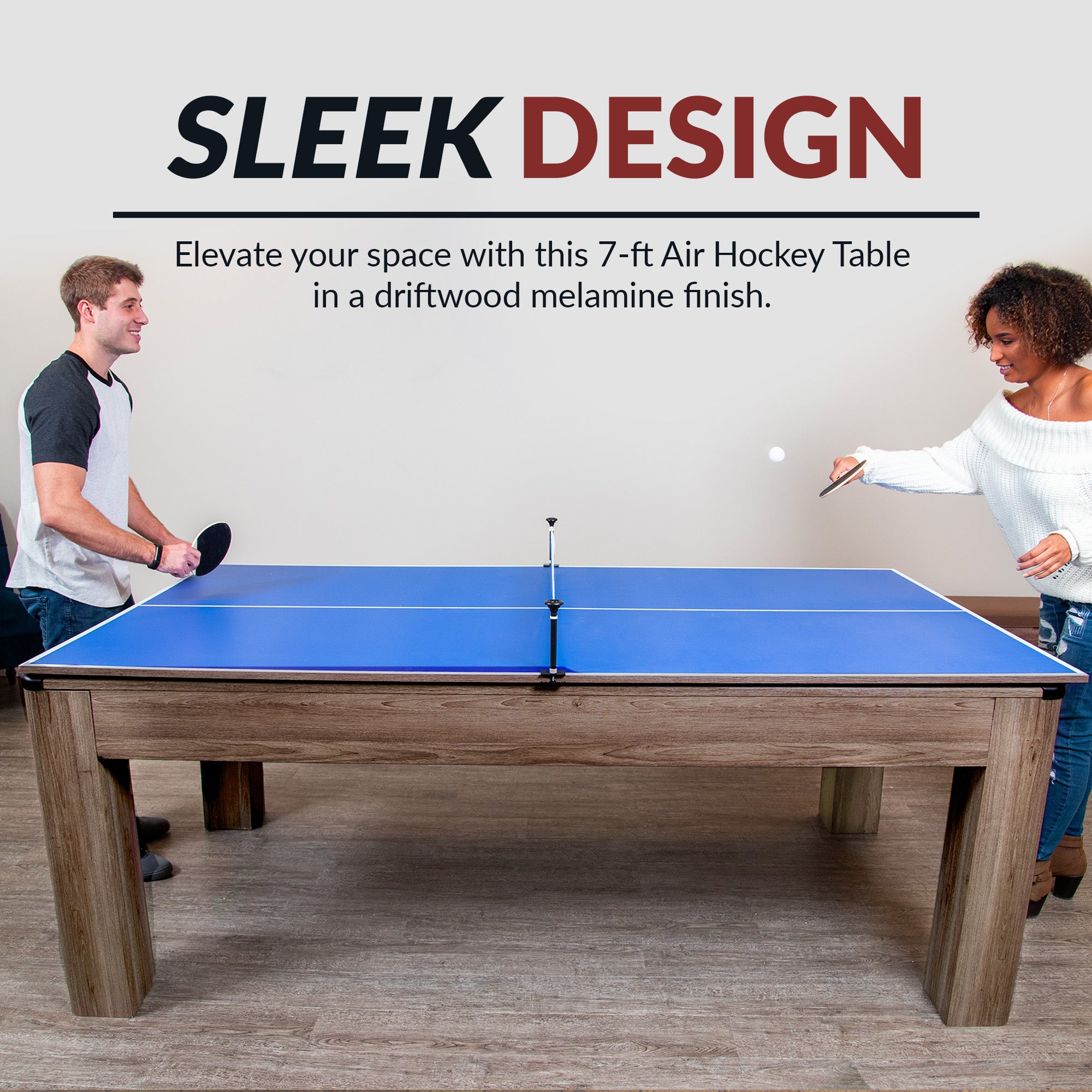 Driftwood 7 ft Air Hockey Table Combo Set with Benches