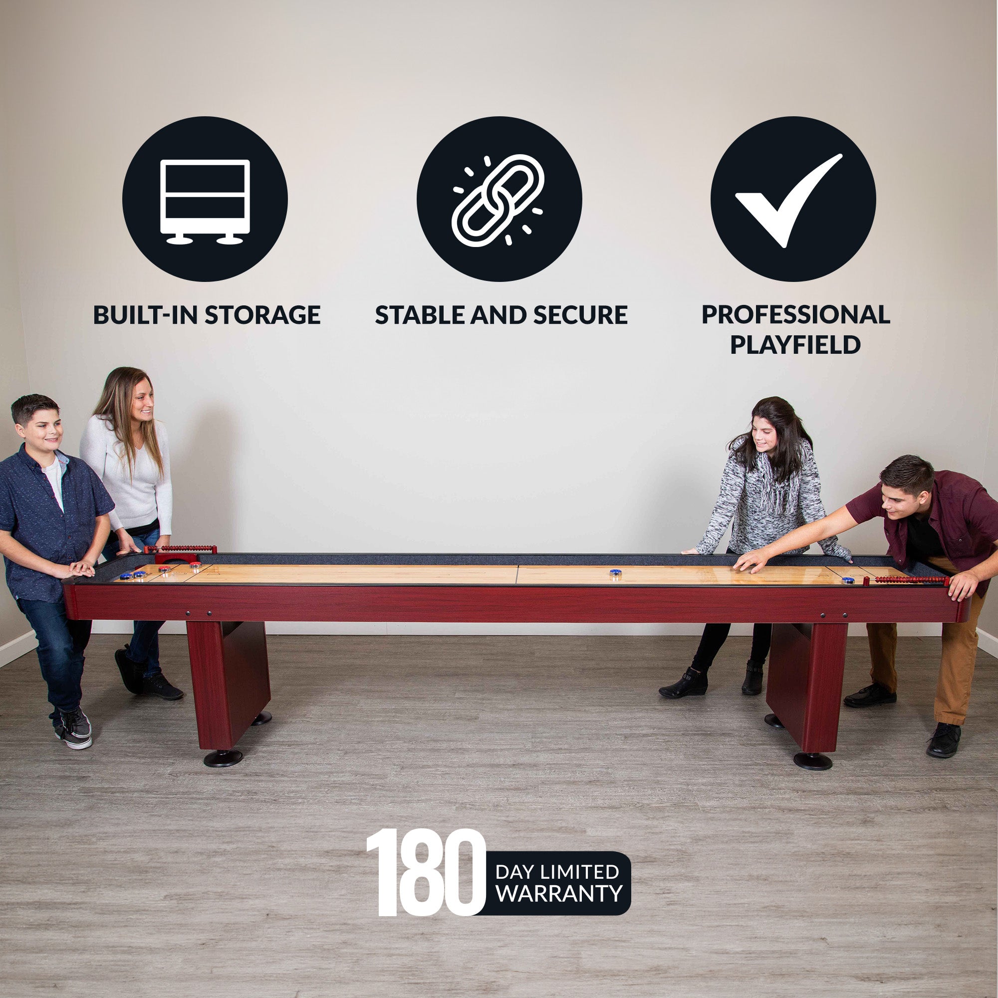 Challenger 9 ft Shuffleboard Table – Dark Cherry Finish