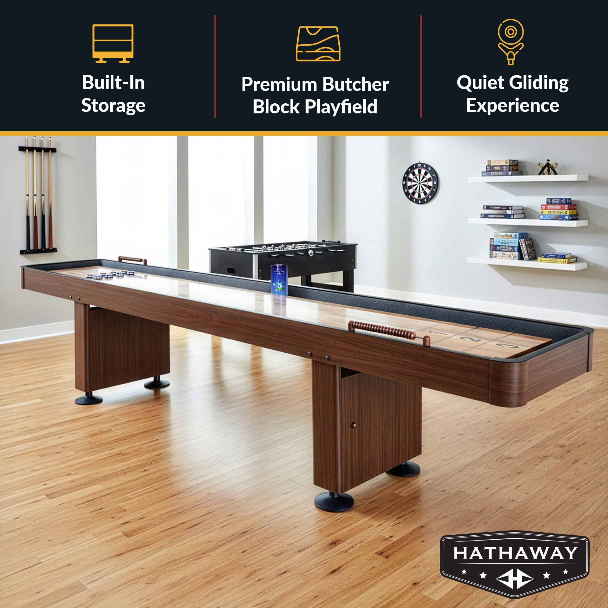 Challenger 12 ft Shuffleboard Table – Walnut Finish