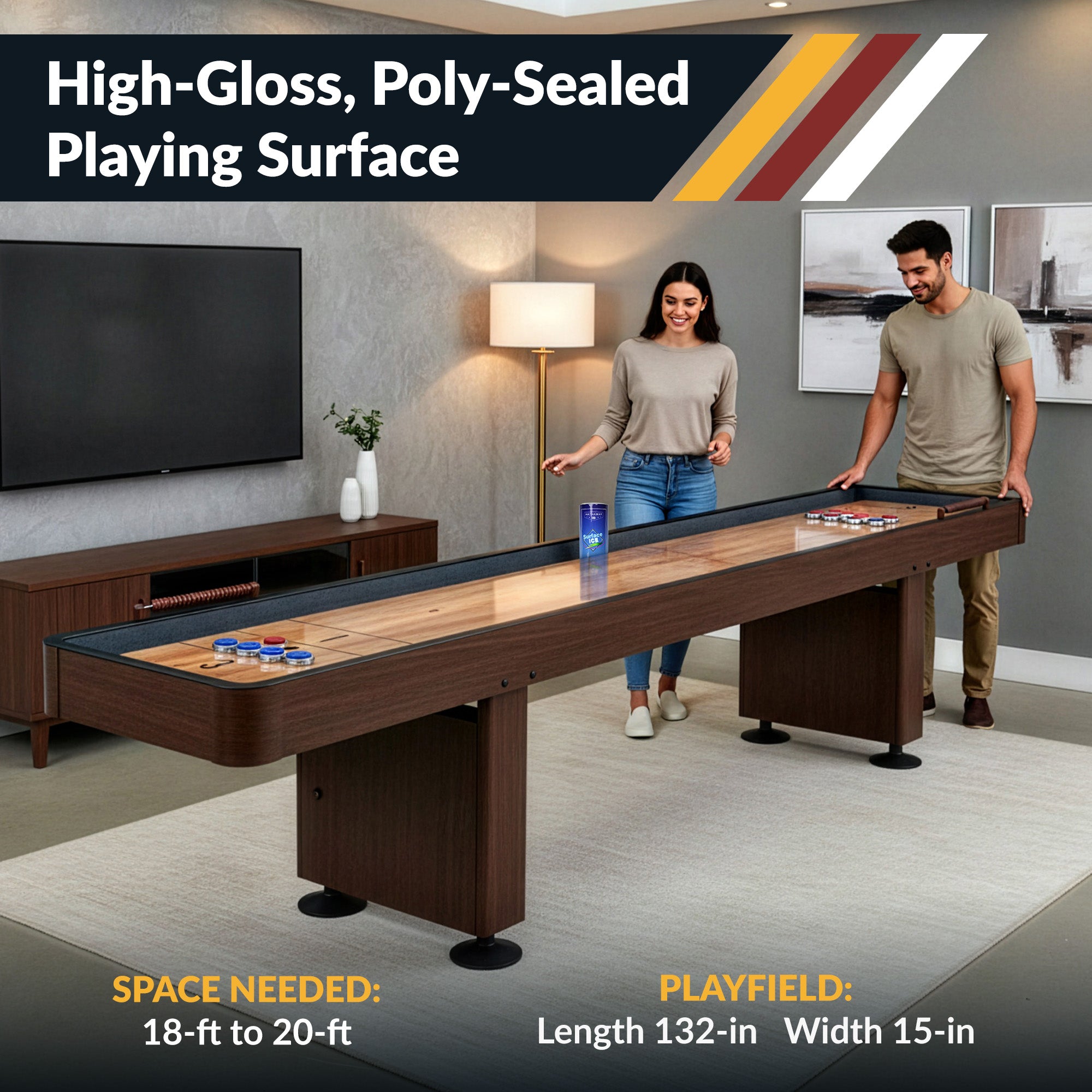 Challenger 12 ft Shuffleboard Table – Walnut Finish