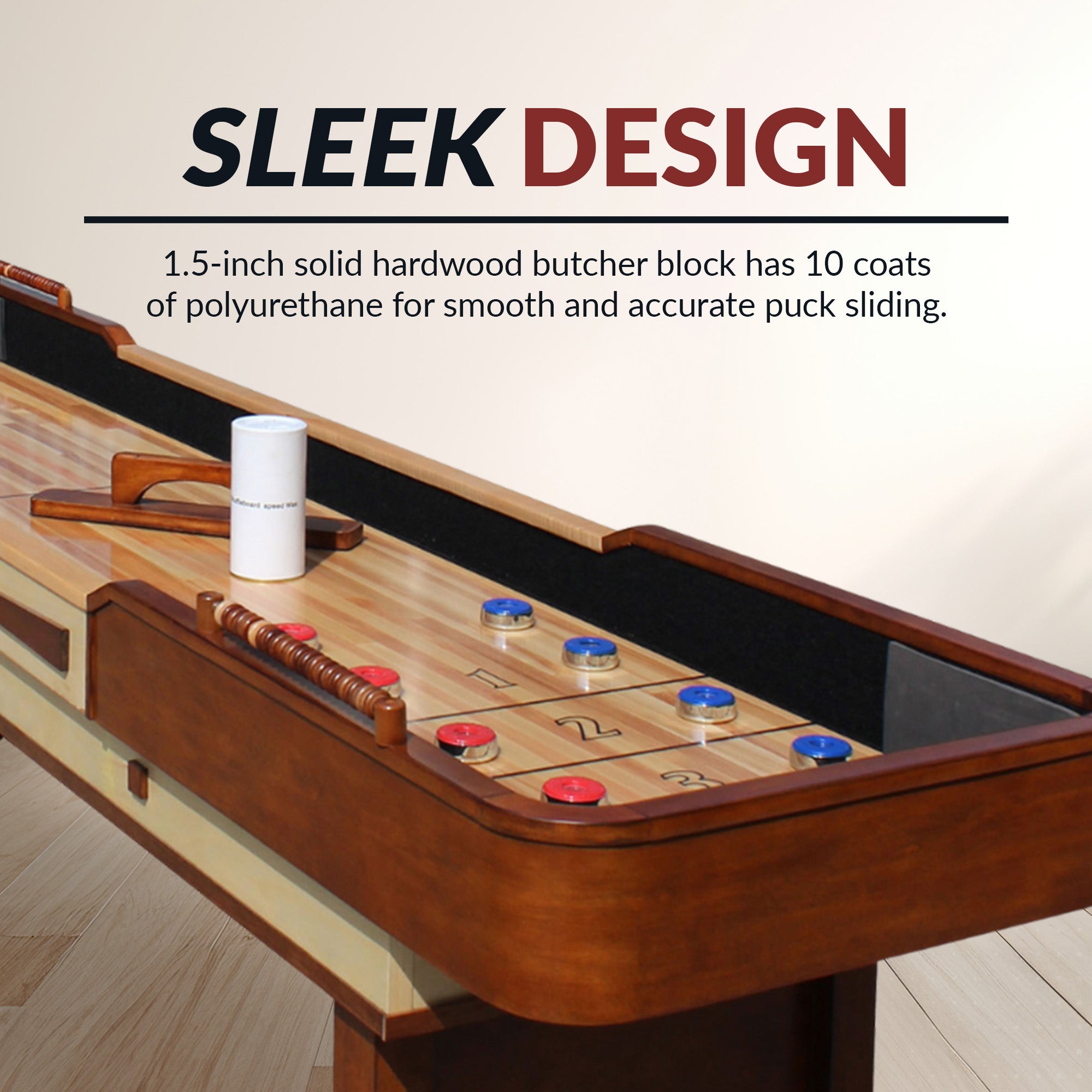 Merlot 12 ft Shuffleboard Table – Walnut Finish
