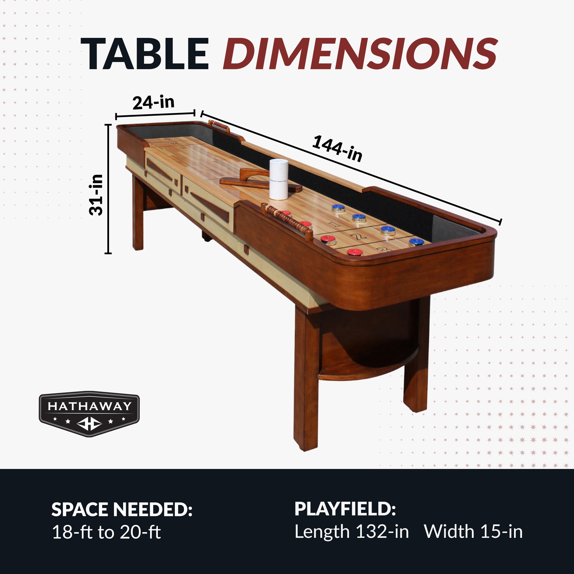 Merlot 12 ft Shuffleboard Table – Walnut Finish
