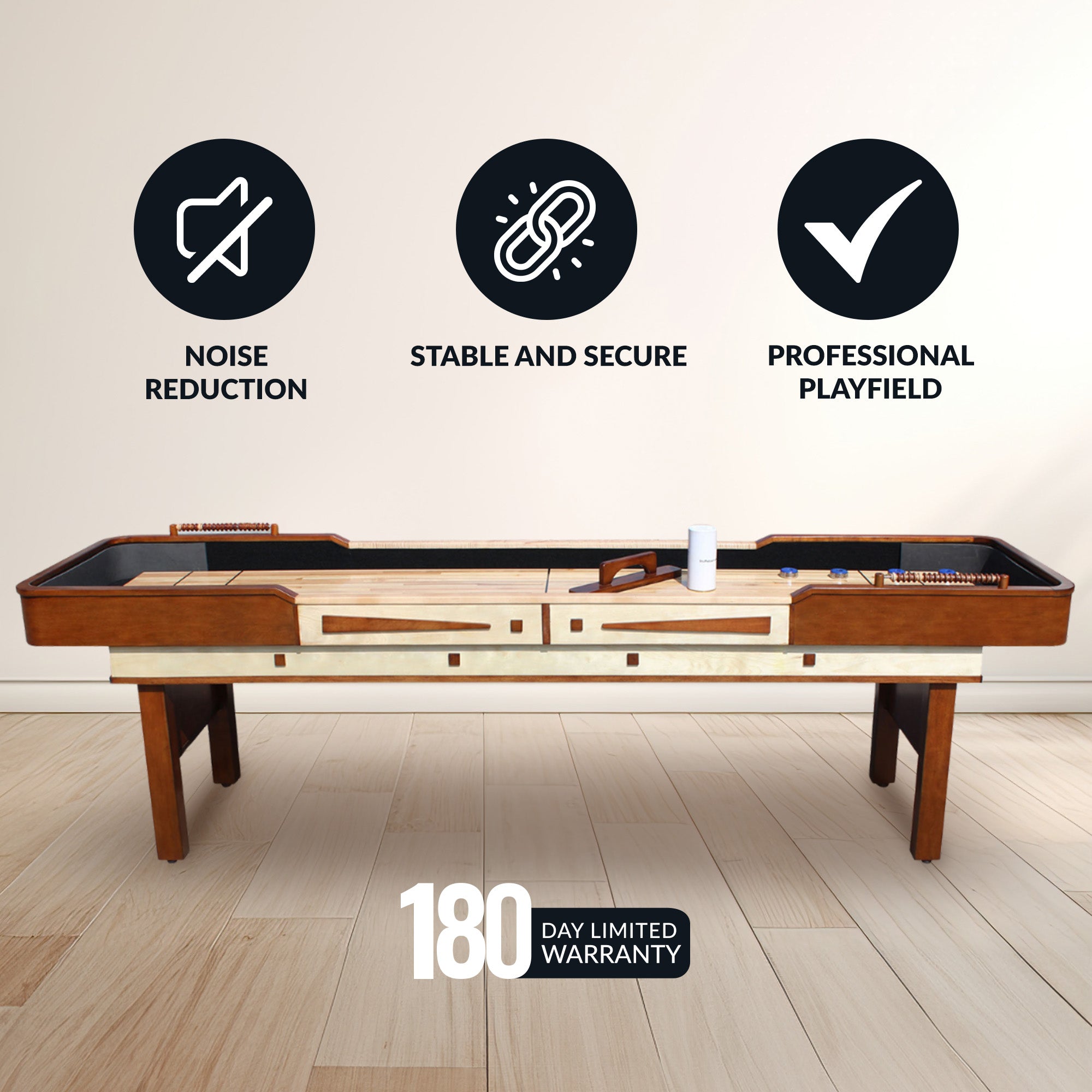 Merlot 12 ft Shuffleboard Table – Walnut Finish