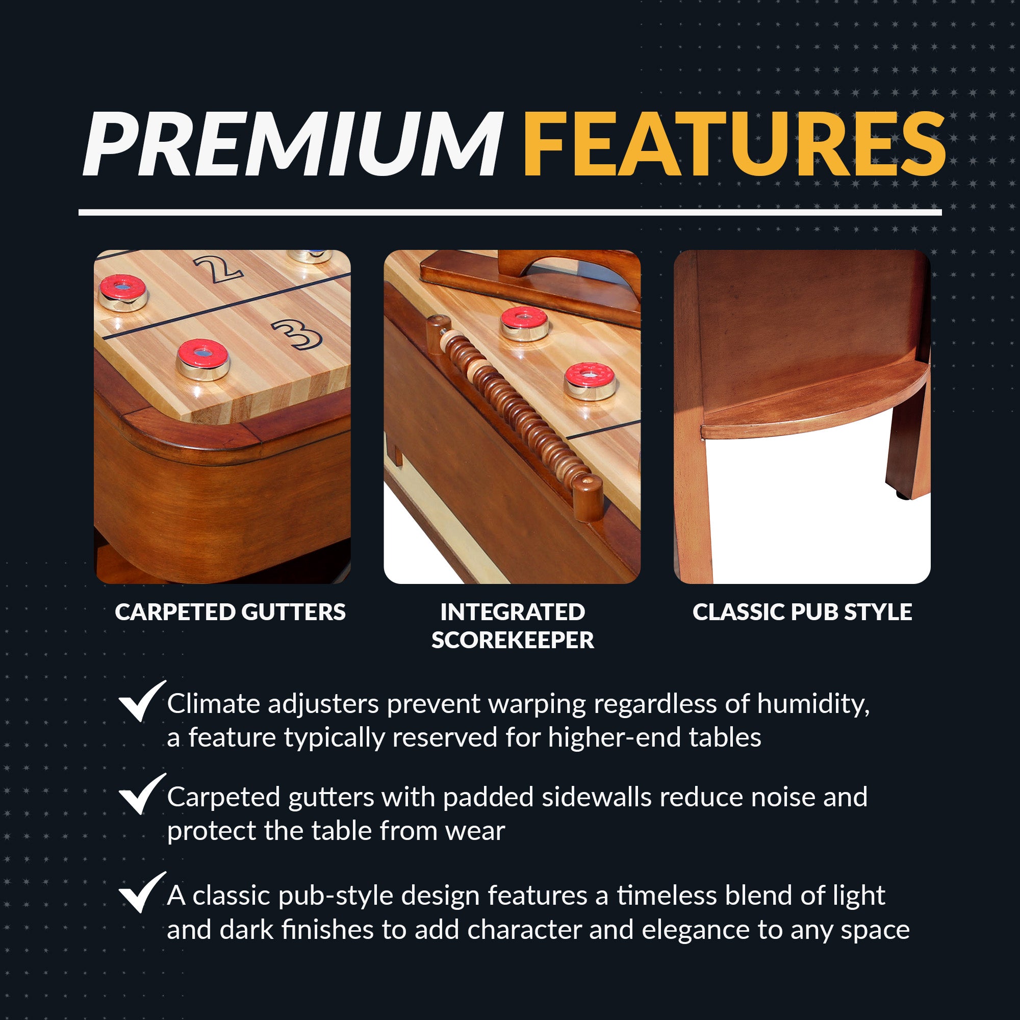 Merlot 12 ft Shuffleboard Table – Walnut Finish
