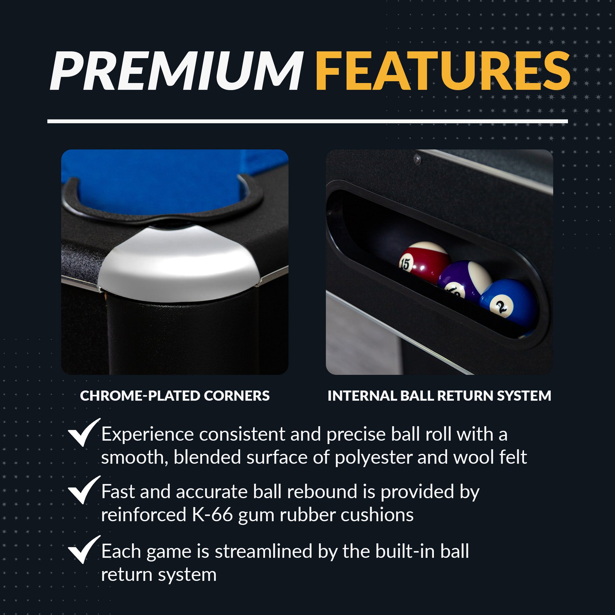 Hustler 7 ft Pool Table with Ball Return – Black with Blue Felt