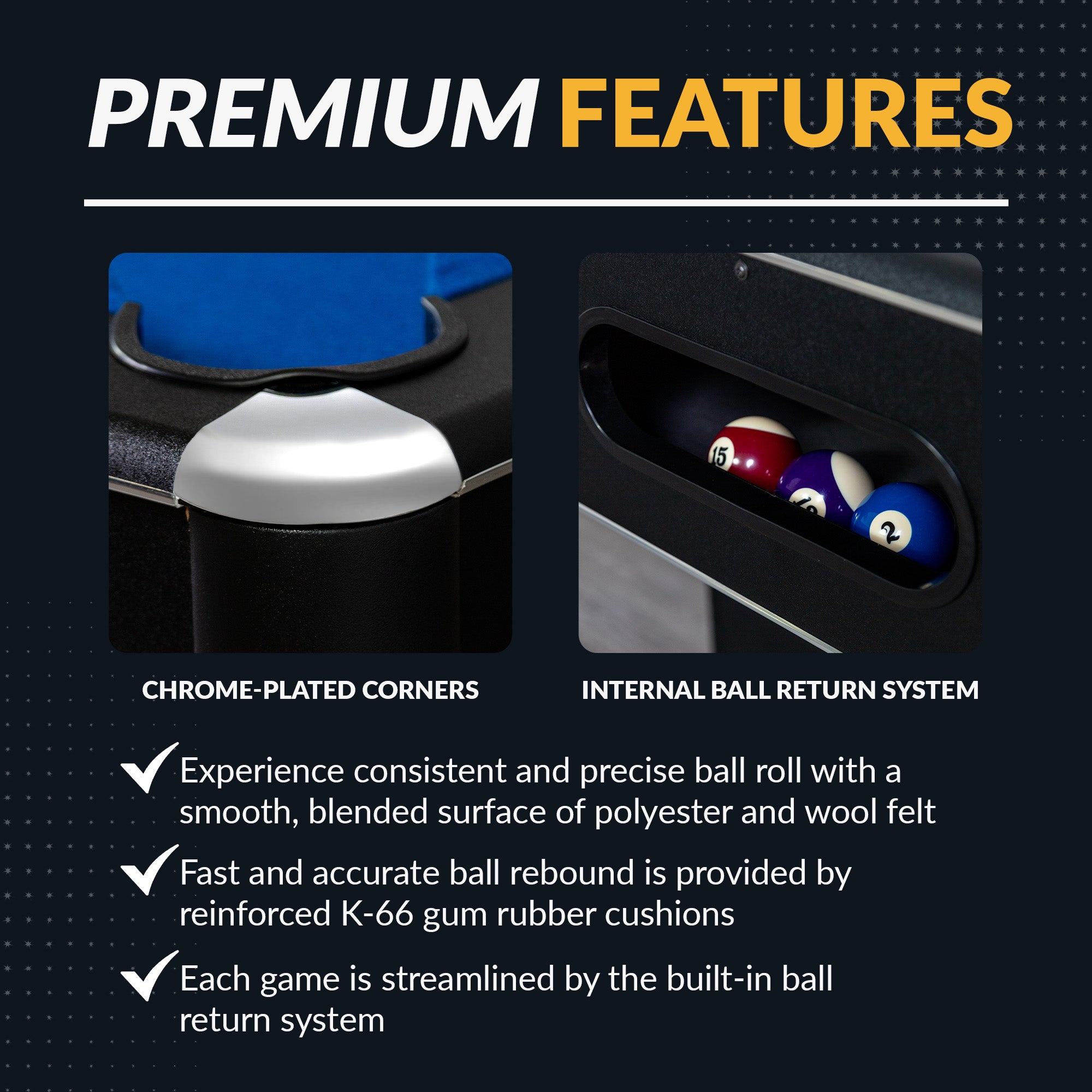 Hustler 8 ft Pool Table with Ball Return – Black with Blue Felt