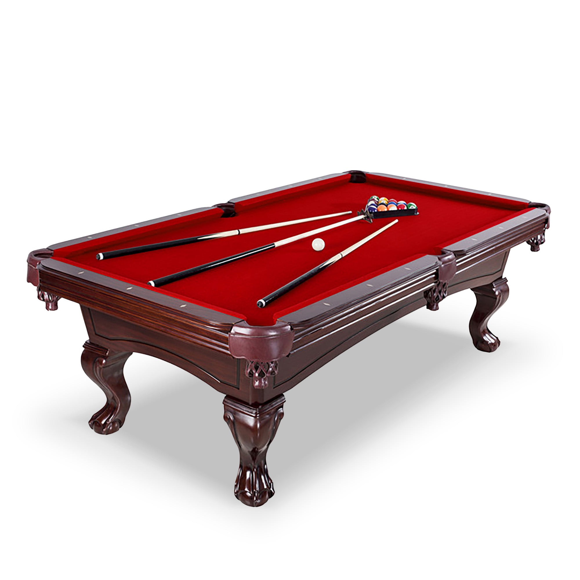 Augusta 8 Ft Pool Table – Traditional Mahogany Finish with Red Felt