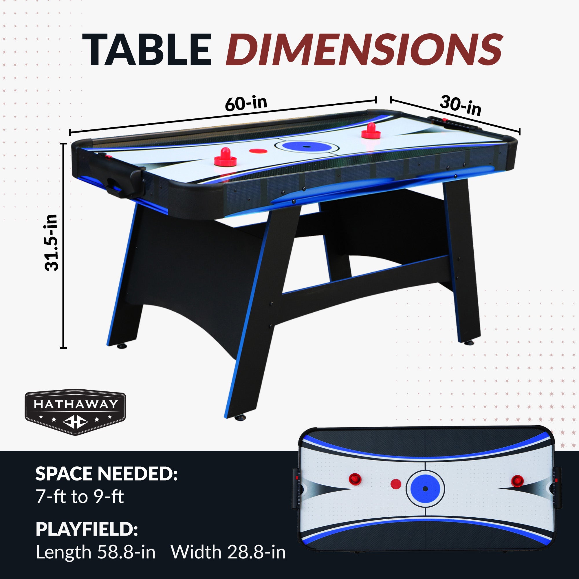 Bandit 60-in Air Hockey Table with Table Tennis Top