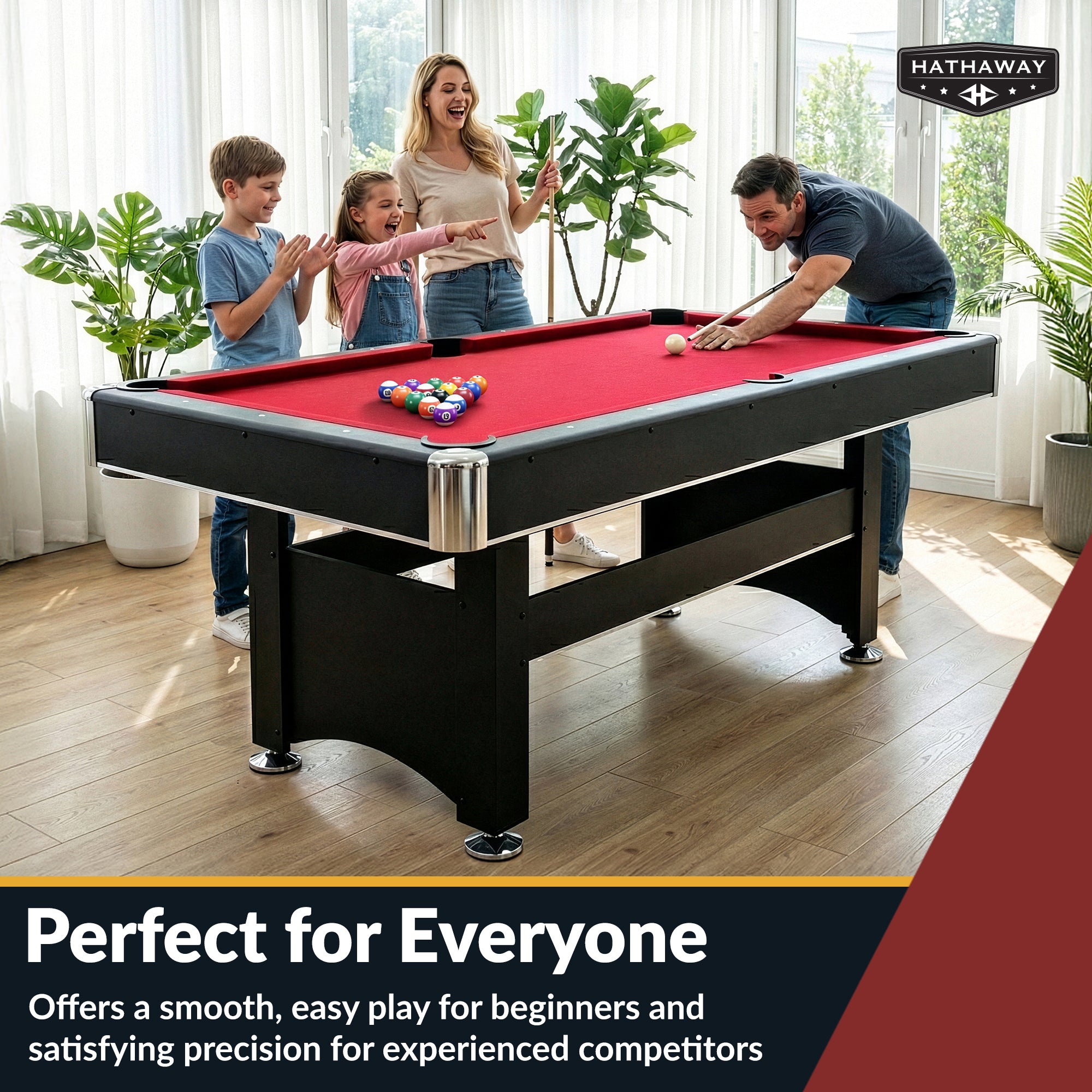 Spartan 6 ft Pool Table with Table Tennis Top – Black with Red Felt
