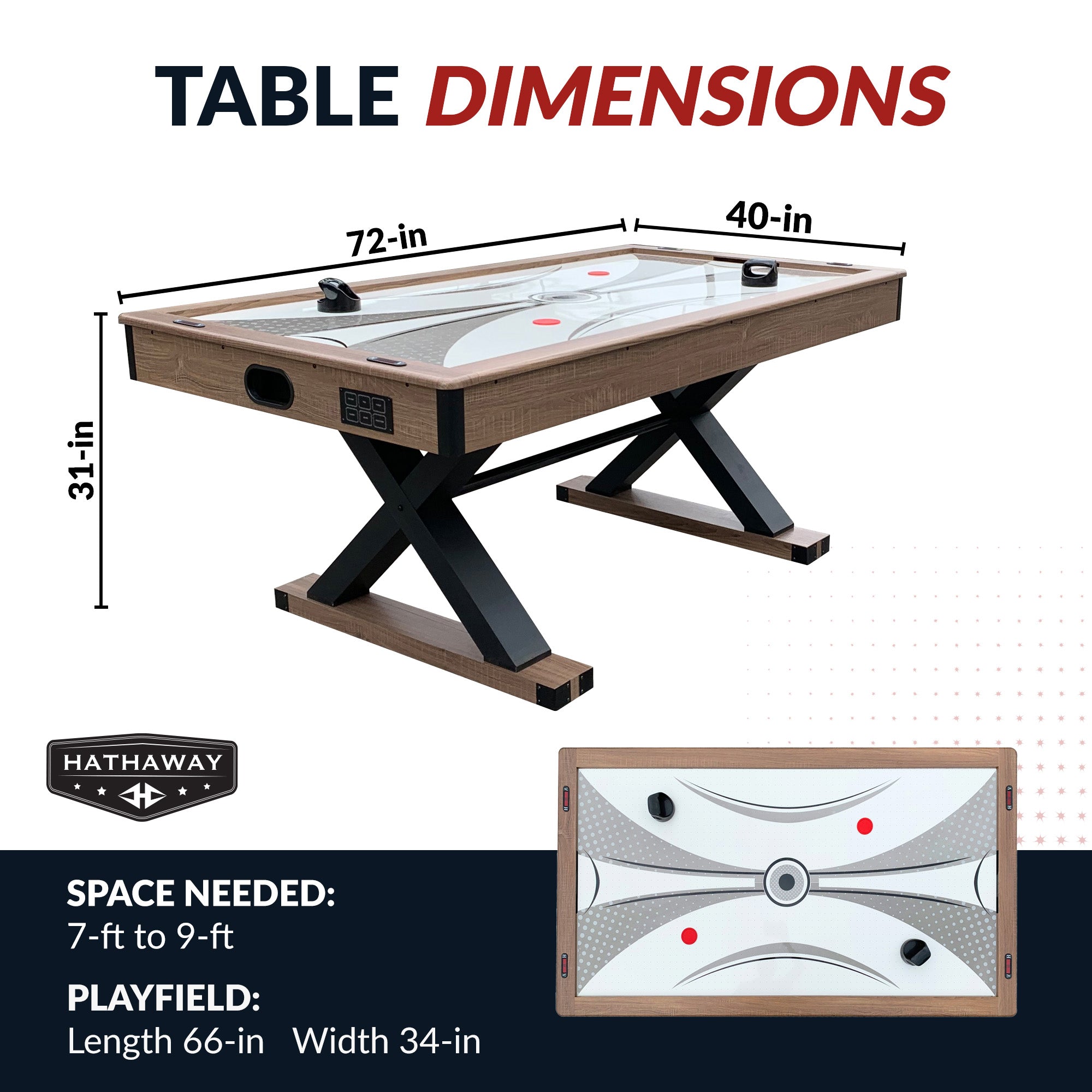 Excalibur 72” Air Hockey Table with LED Scoring & Table Tennis Top