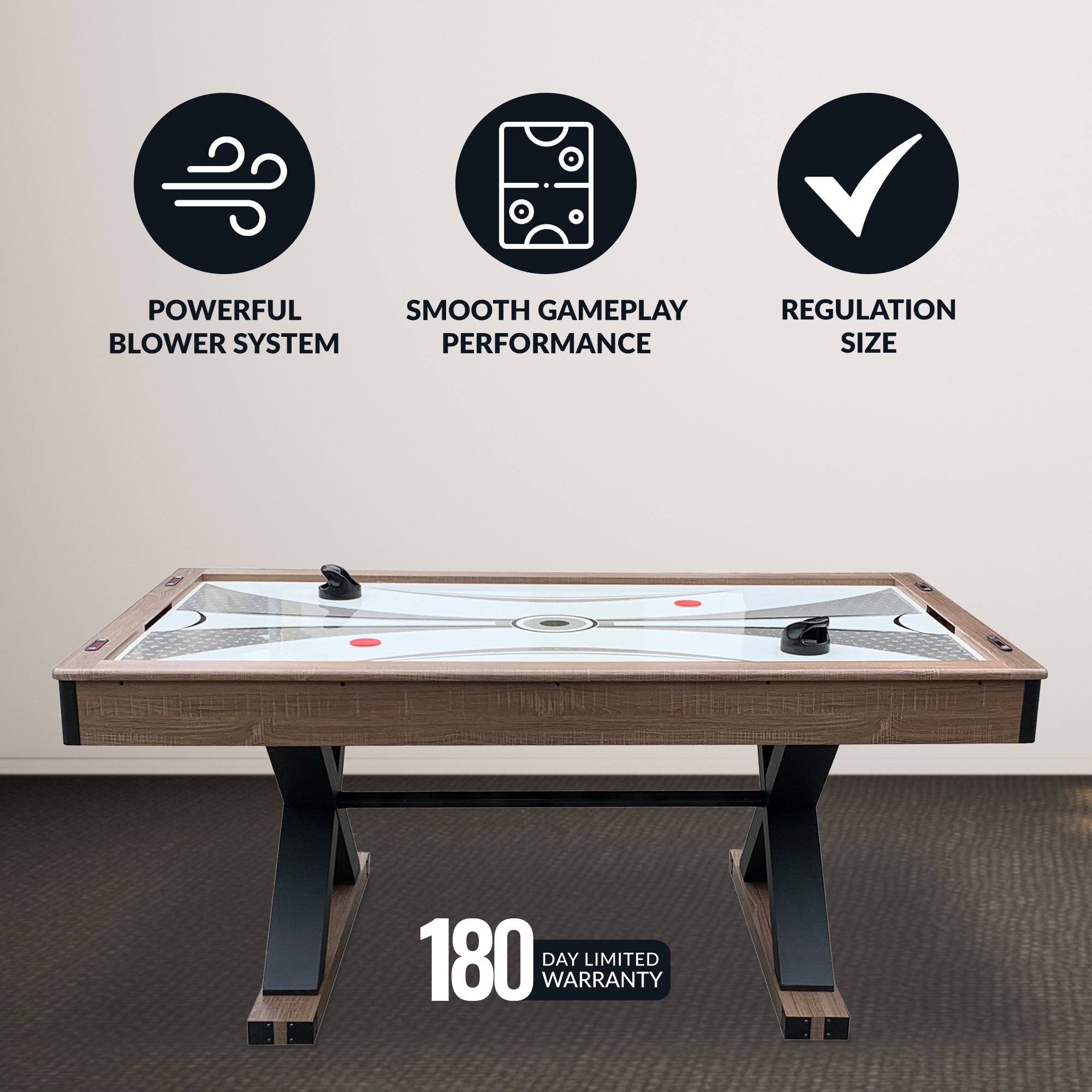 Excalibur 72” Air Hockey Table with LED Scoring & Table Tennis Top
