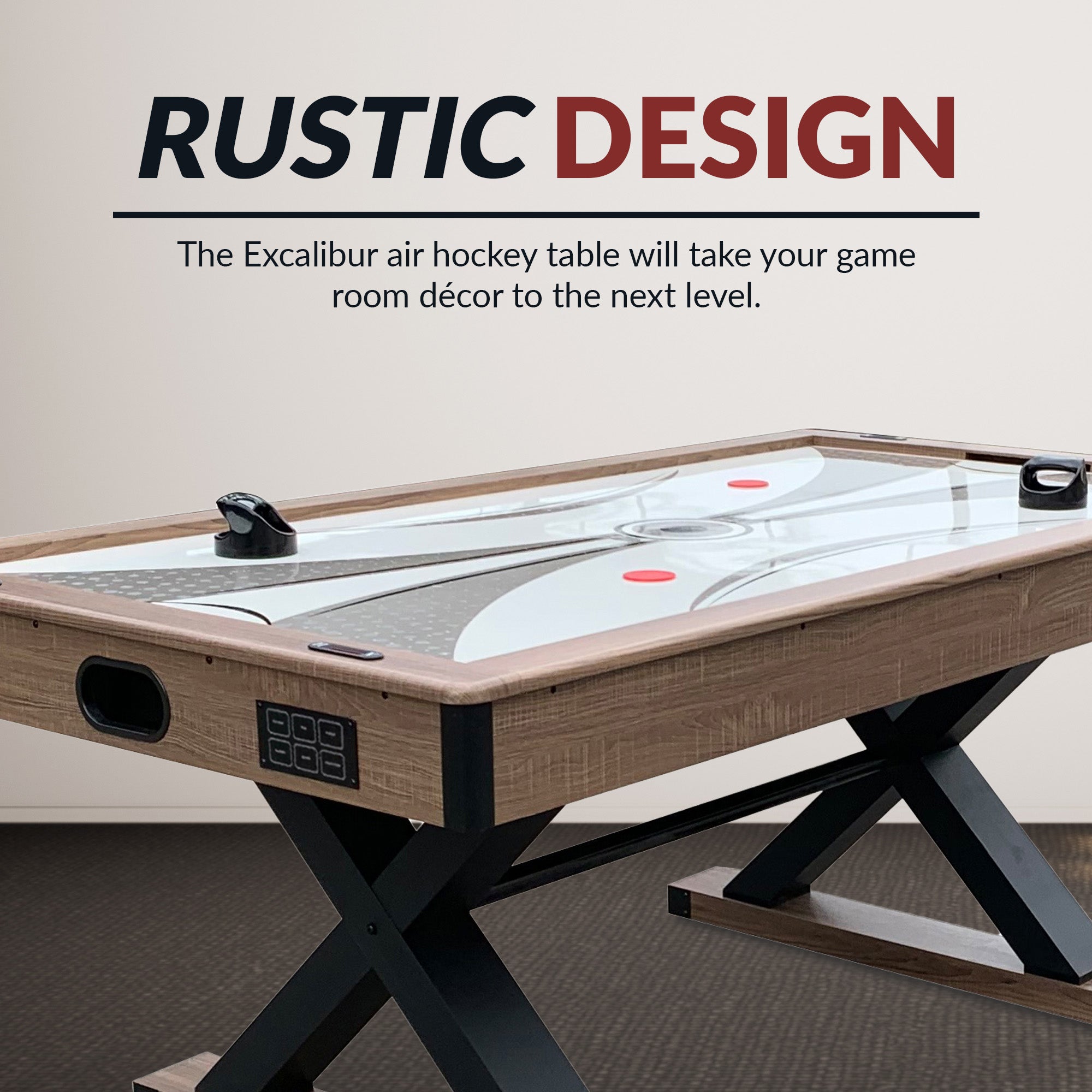 Excalibur 72” Air Hockey Table with LED Scoring & Table Tennis Top