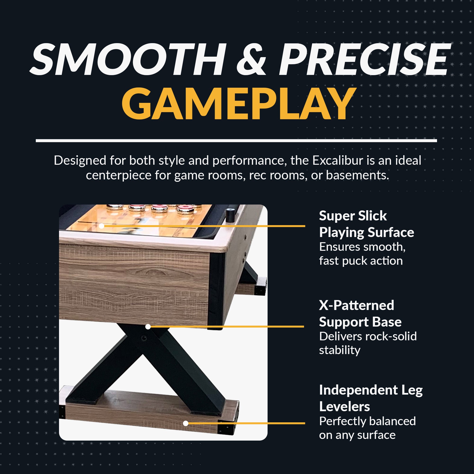 Excalibur 9 ft Shuffleboard Table – Driftwood Finish