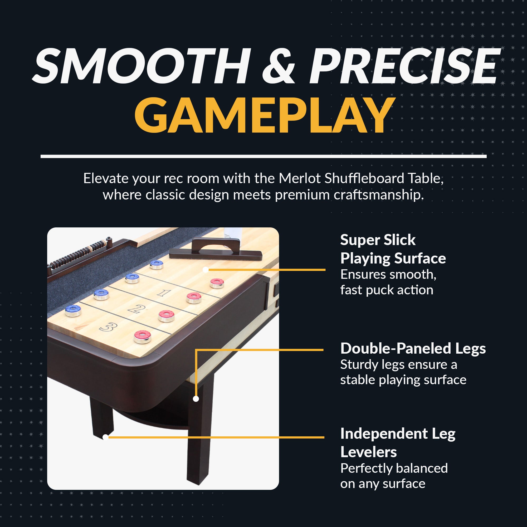 Merlot 9 ft Shuffleboard Table – Espresso Finish