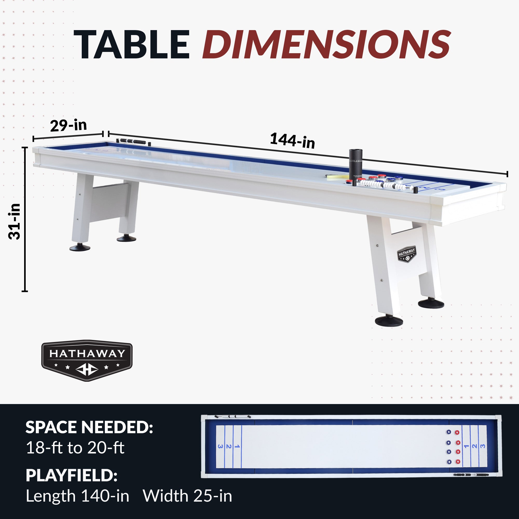 Crestline 12 ft Outdoor Shuffleboard Table – White Finish