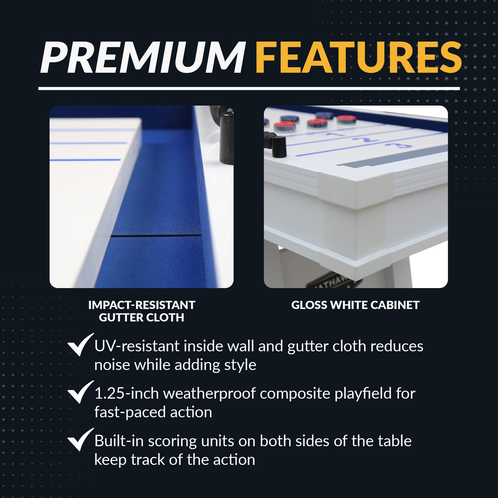 Crestline 12 ft Outdoor Shuffleboard Table – White Finish