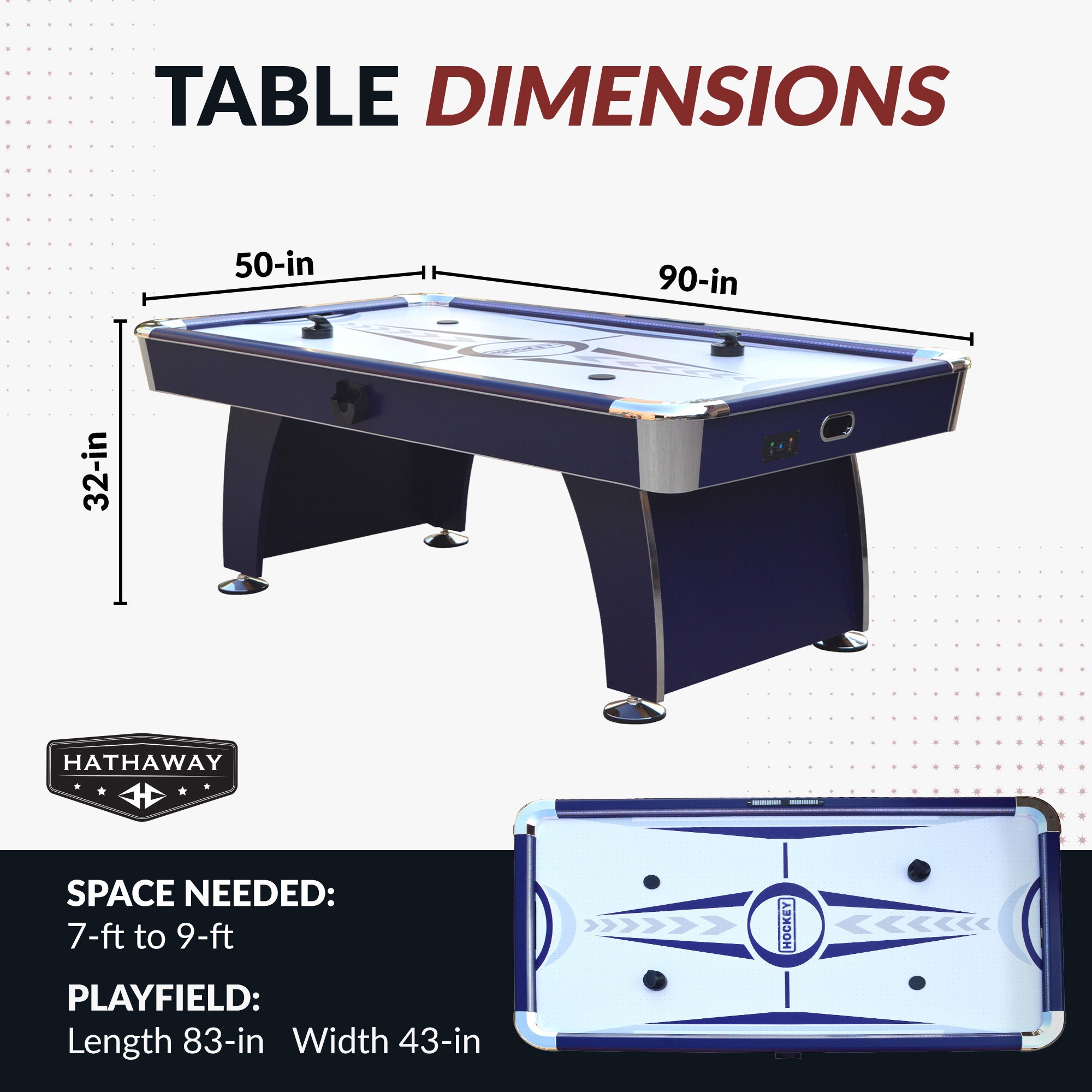 Phantom II 90” Air Hockey Table with LED Scoring & Lights